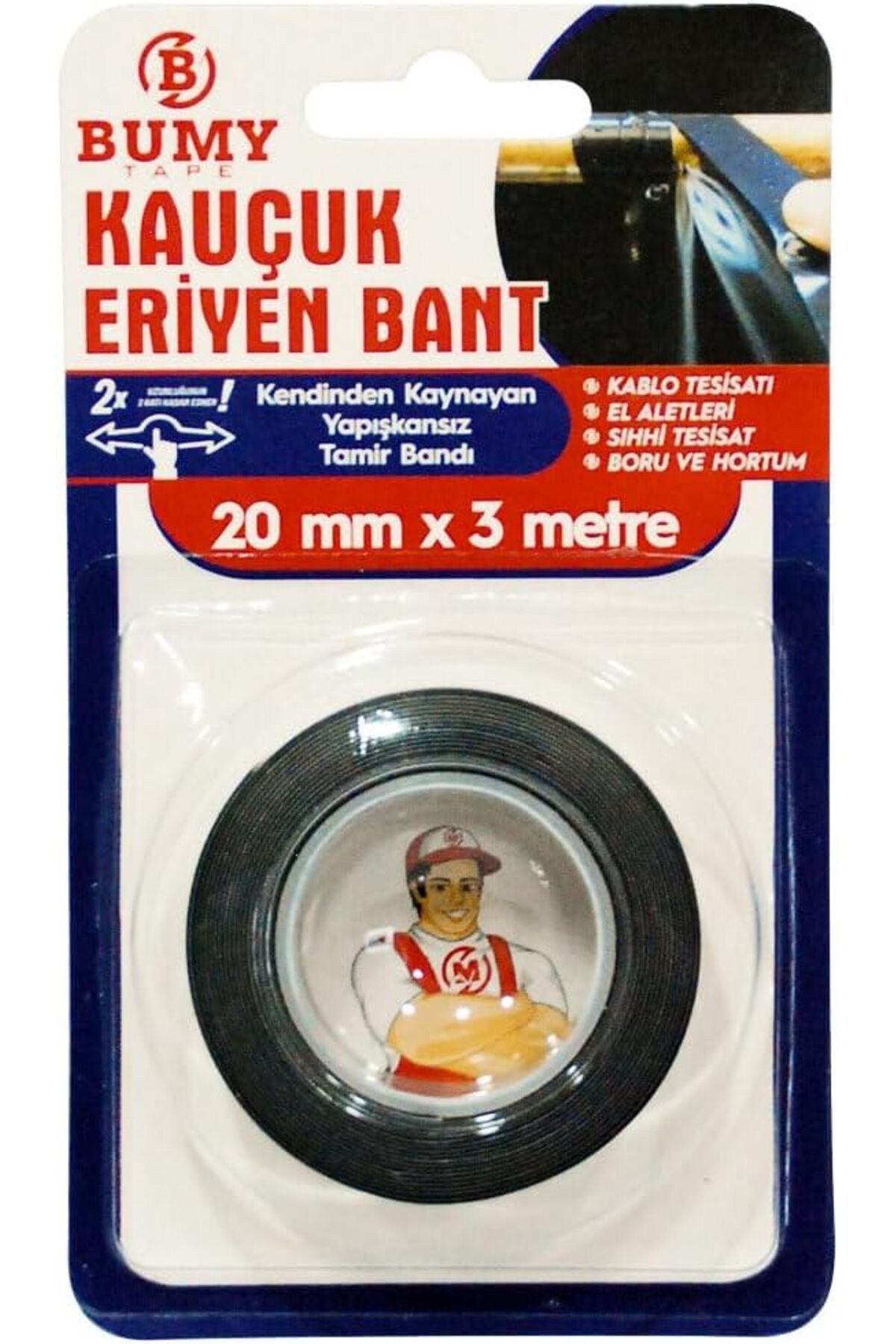 NcK Kauçuk Eriyen Bant - 20 Mm X 3 Mt/Siyah/Gerdir & Sar