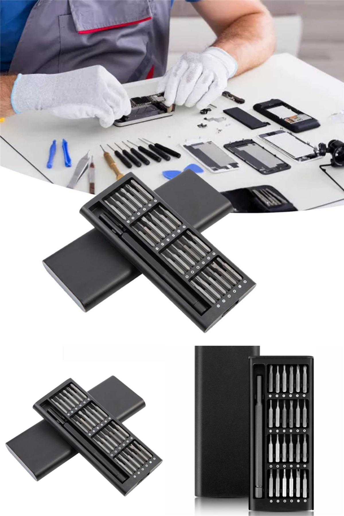 omilife 24 Parça Çelik Profesyonel Mini Portatif Tornavida Seti Saklama Kutulu Telefon Saat Tamir Kiti