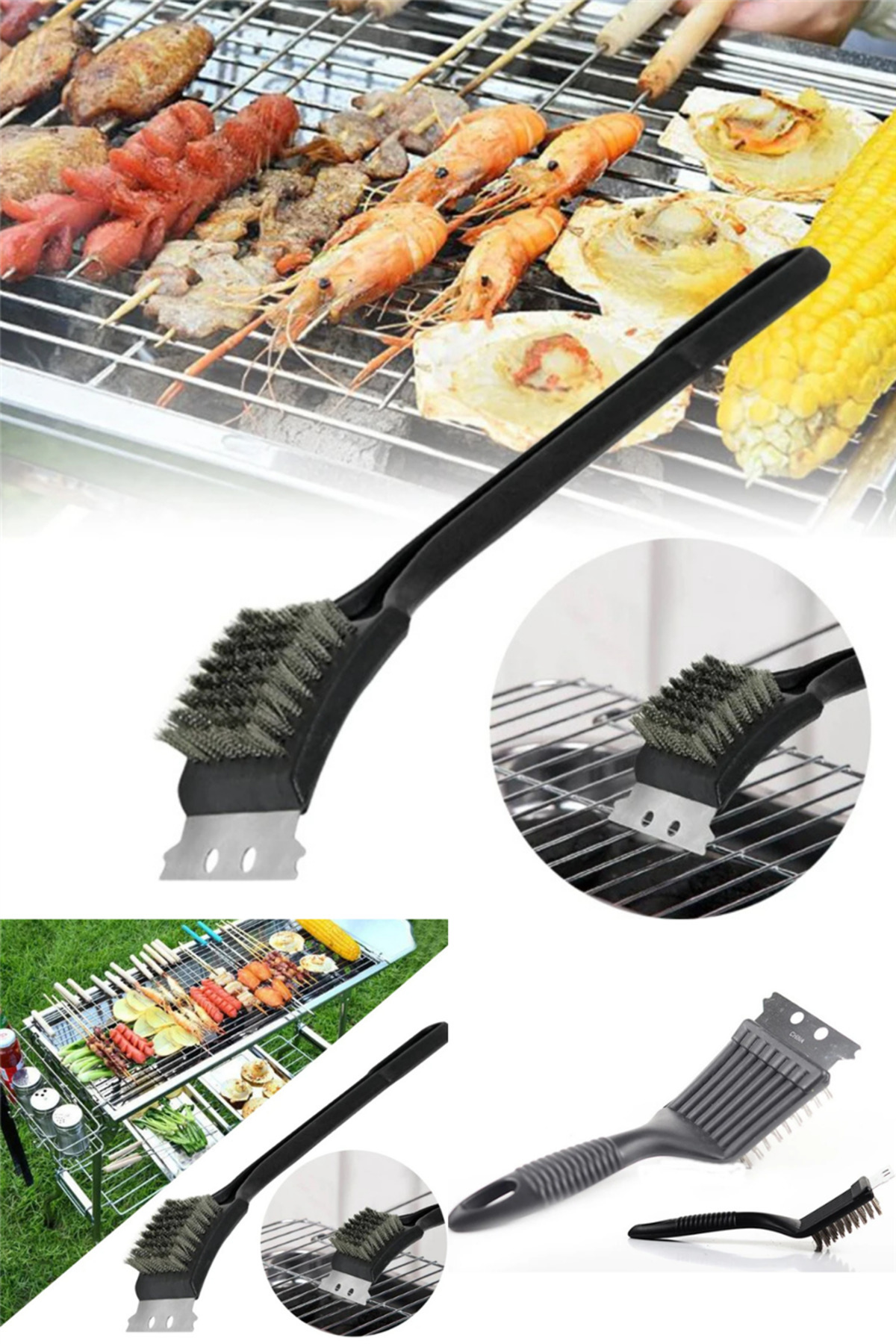 omilife Mangal BBQ Izgara Temizlik Fırçası Paslanmaz Çelik Temizlik Fırçası