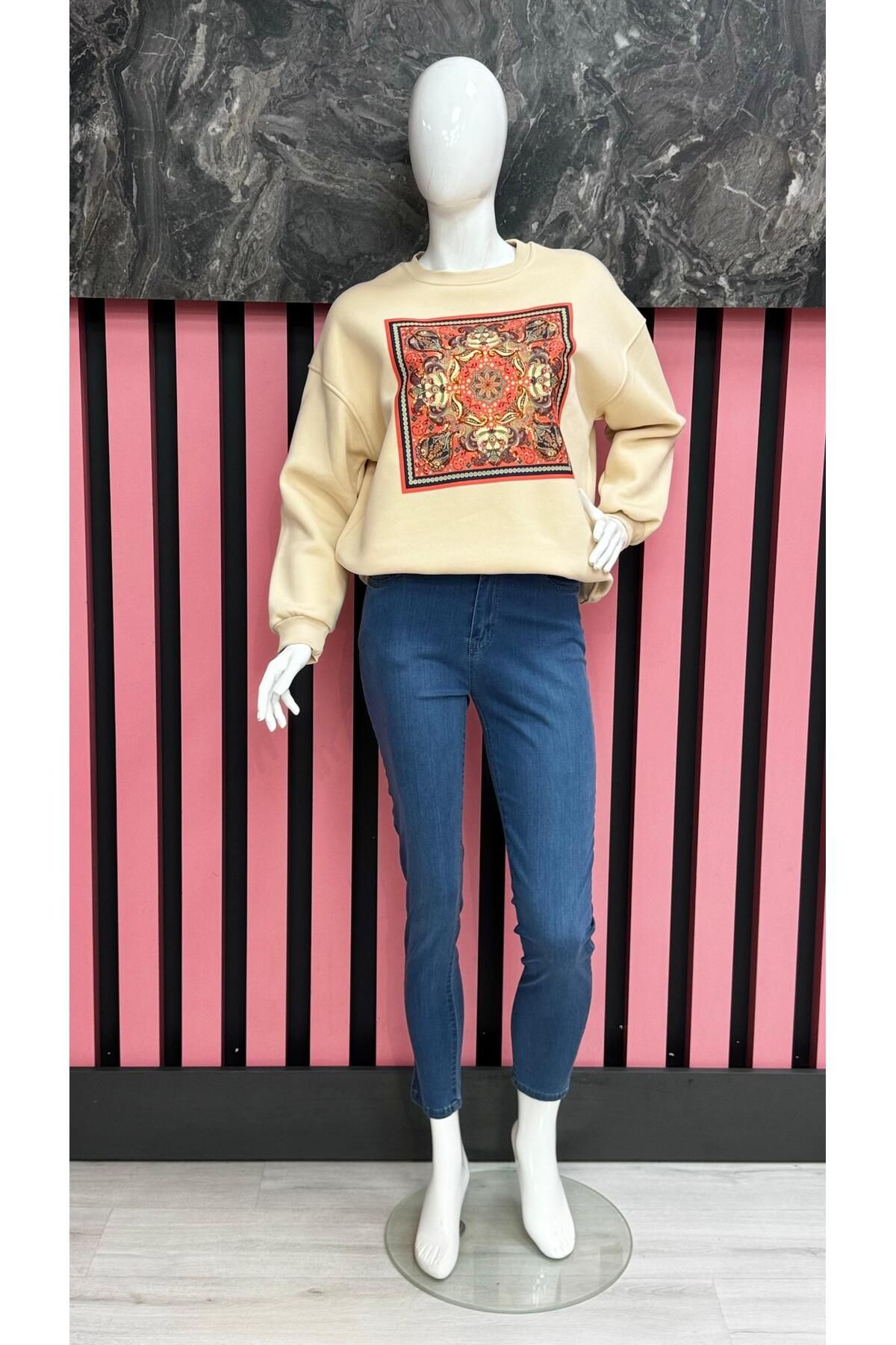 MODA MATMAZEL Etnik Desenli Sweatshirt