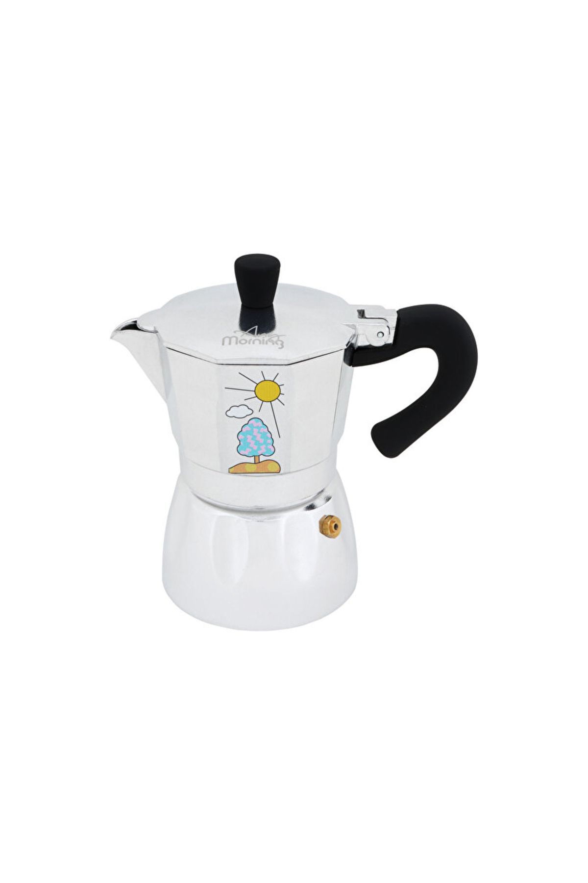 Tüzer Grup Alüminyum Espresso Kahve Makinesi Moka Pot 240 ml - Desenli, Gümüş