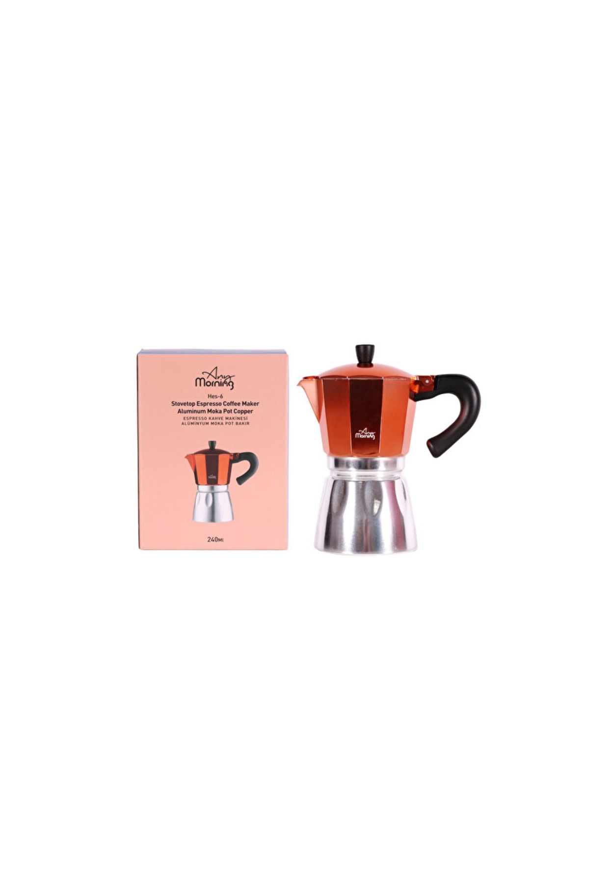 Tüzer Grup HES-6 Alüminyum Espresso Kahve Makinesi Moka Pot 240 ml