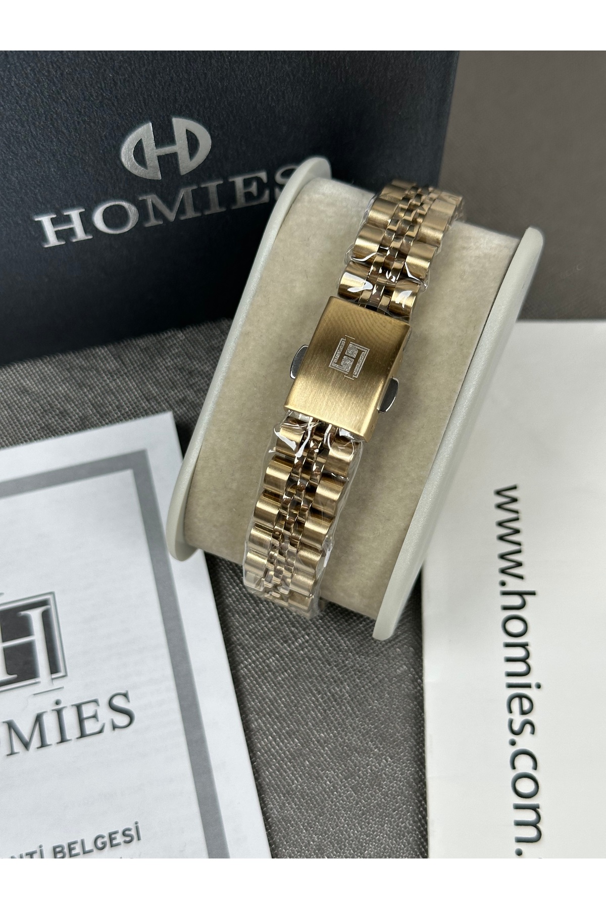 Homies KADIN KOL SAATİ FULL GOLD RENK JUBİLE KORDON 2 YIL GARANTİLİ SU GEÇİRMEZ görsel 3