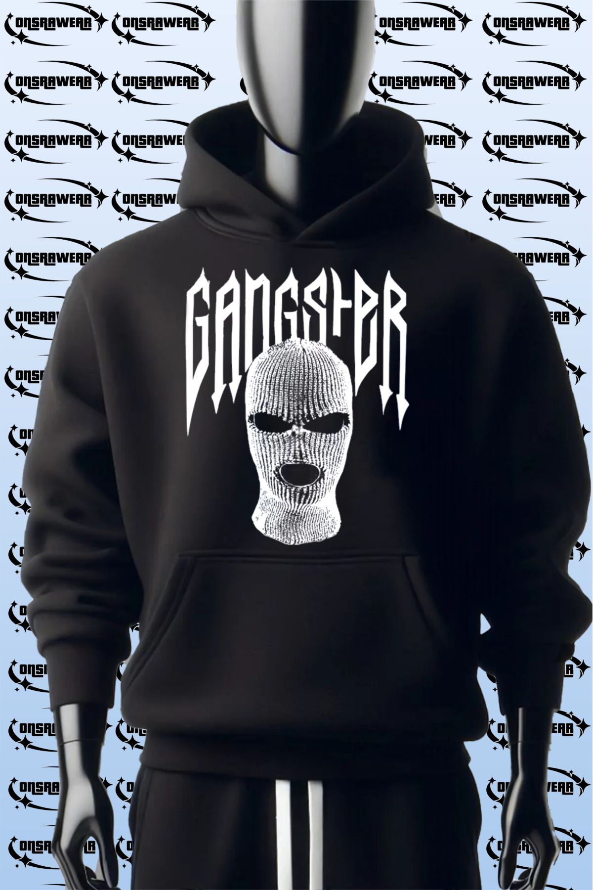 MODA Sokak Stili Gangster Baskılı %100 Pamuk 3 İplik Sweatshirt