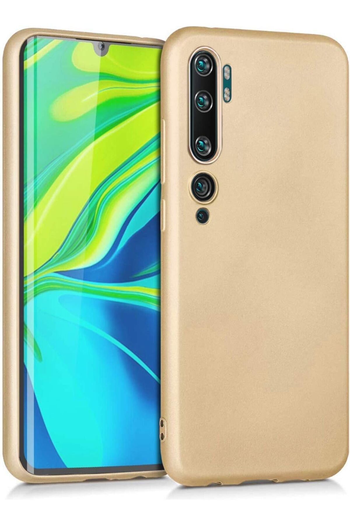 NcK Matte Silicone Xiaomi Mi Note 10 için Kılıf Gold [Mi Note 10 ile Uyumlu Kılıf - Gold]