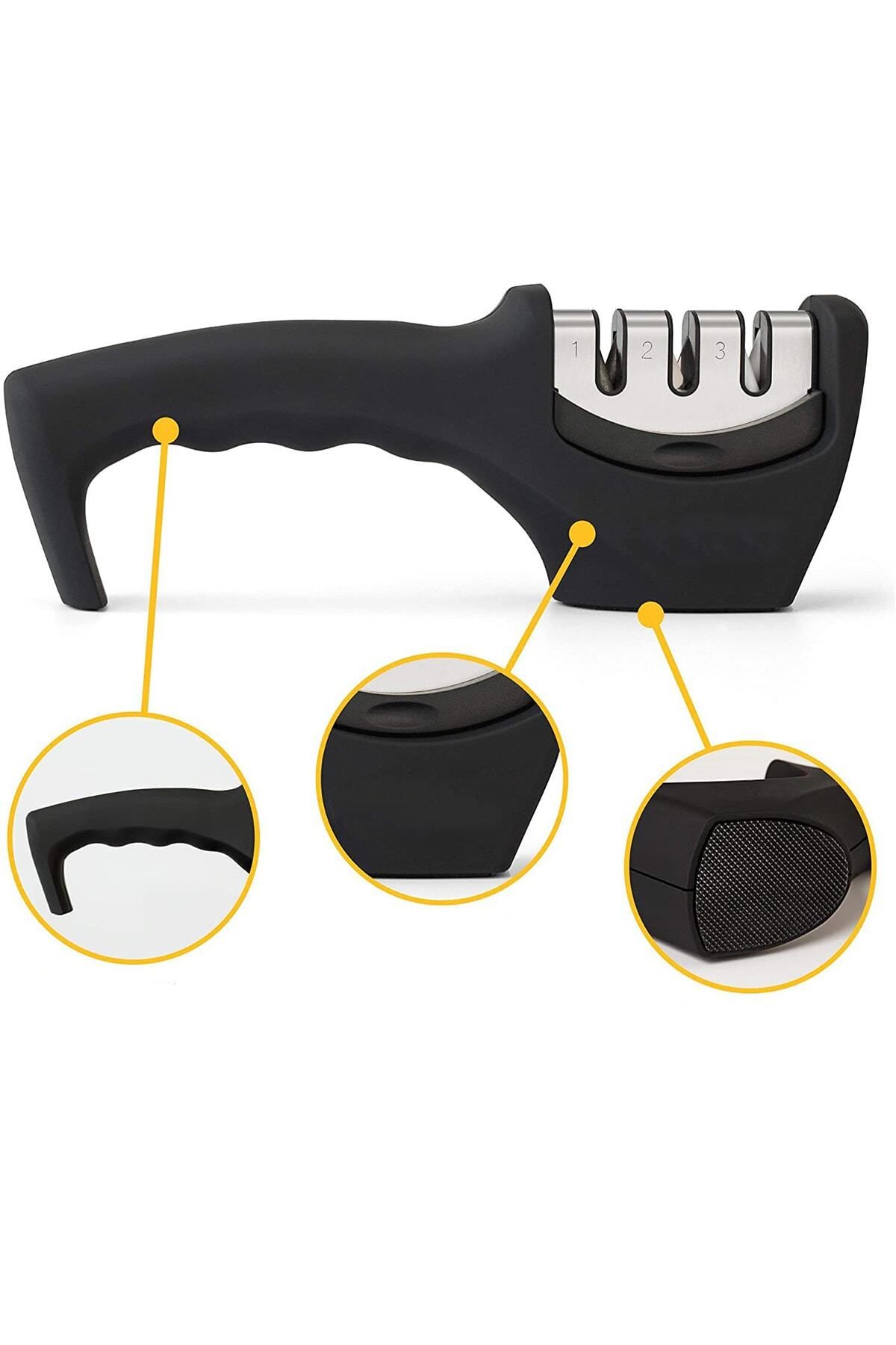 Axe Tools Bıçak Bileme Aleti 3 Açılı Elmas El Bıçakları Biley Aparatı Ergonomik Saplı Mutfak Aleti