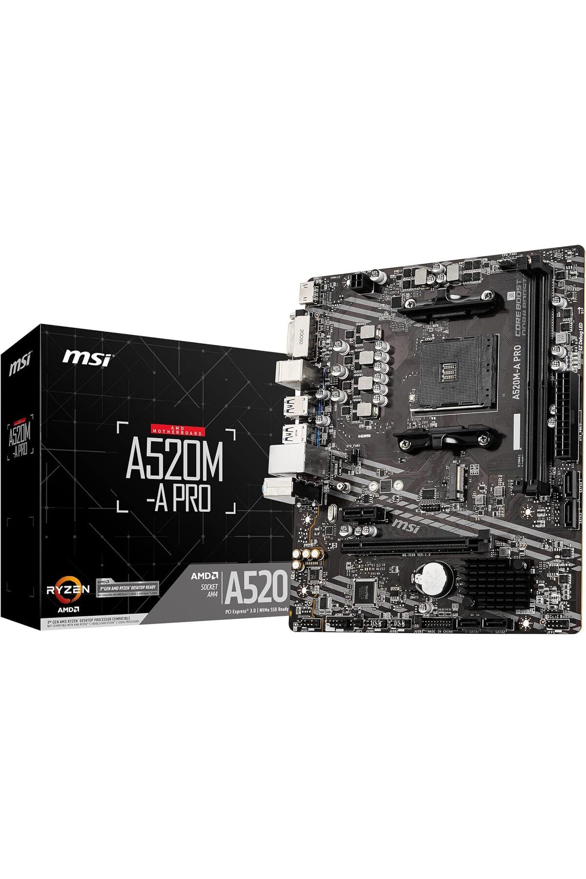 STOREMAX nffashopm A520M-A PRO AM4 DDR4 Bellek 4600(OC) DVI HDMI M.2 USB3.2 mATX Anakart storestarx 1051353