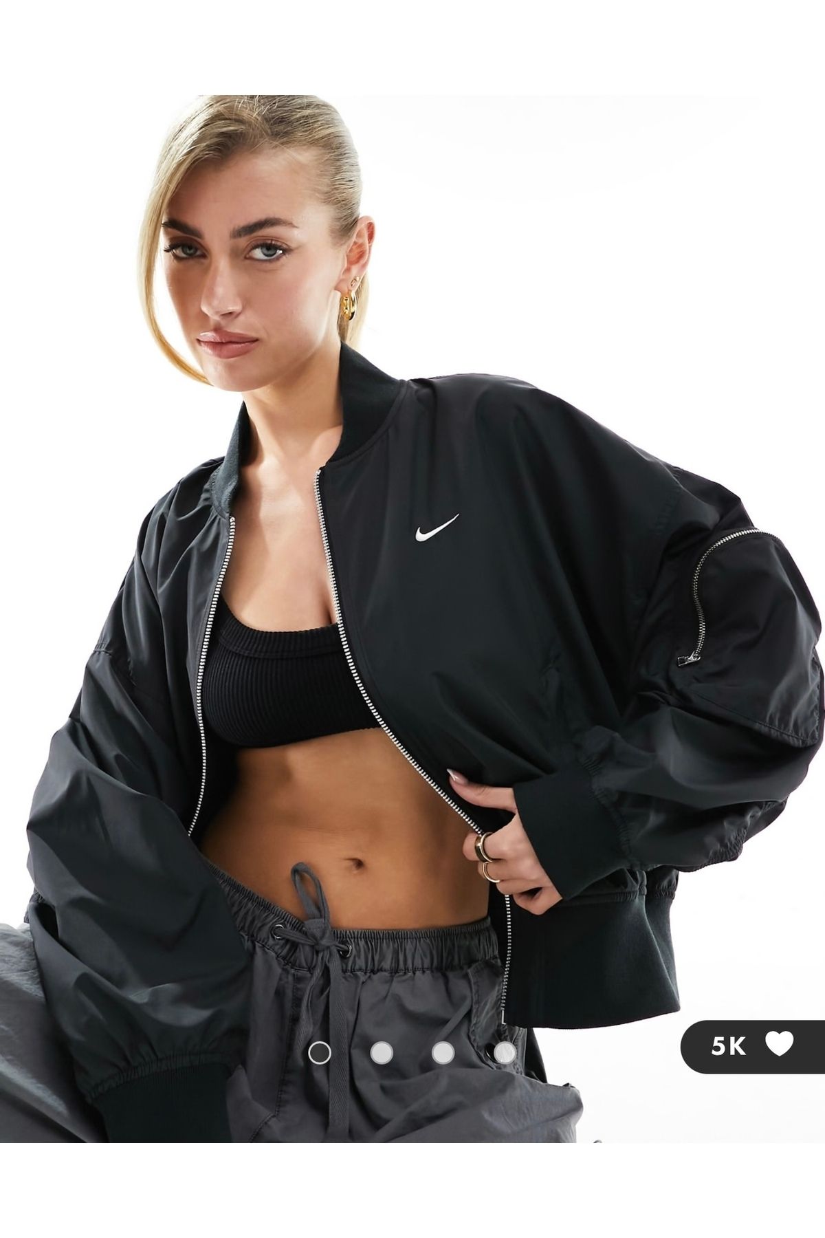 Nike Sportswear Essential Oversized Bomber Jacket Siyah Kadın Ceket