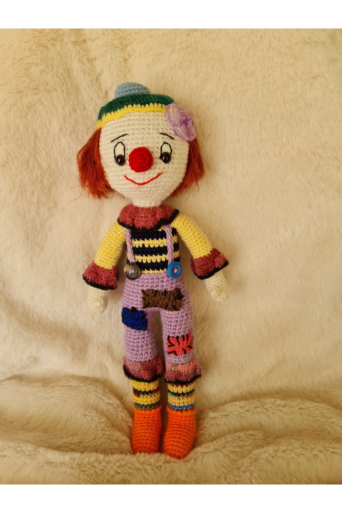 ModernÇizgiler Amigurumi Örgü Çok Renkli Oyuncak Palyaço