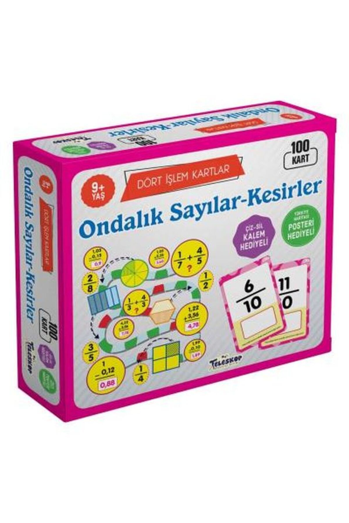 Türk Dil Kurumu Yayınları Dört İşlem Kartlar Ondalık Sayılar Kesirler 9 Yaş 100 Kart