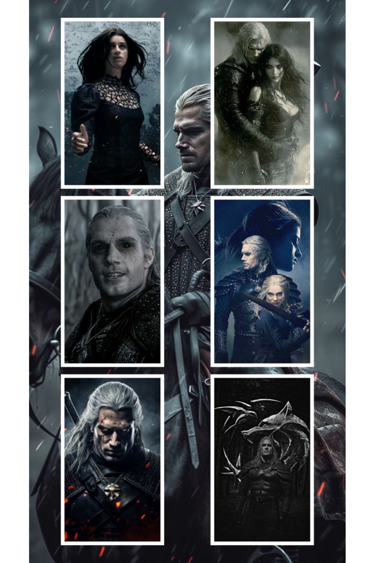 DERİND Witcher Dizi Sticker Yennefer - Ciri - Rivialı Geralt - Triss Merigold 8li sticker set