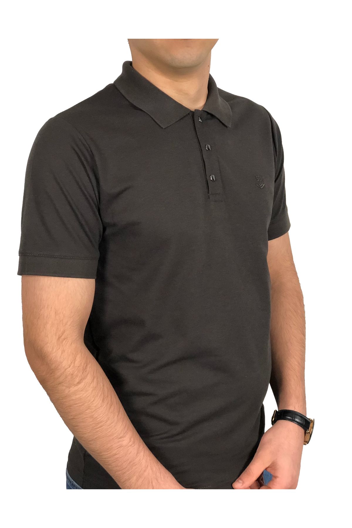 YSBM Erkek Kahverengi Kıvrılmaz Polo Yaka Pamuklu Pike Dokulu Rahat Regular Fit T-shirt 8493