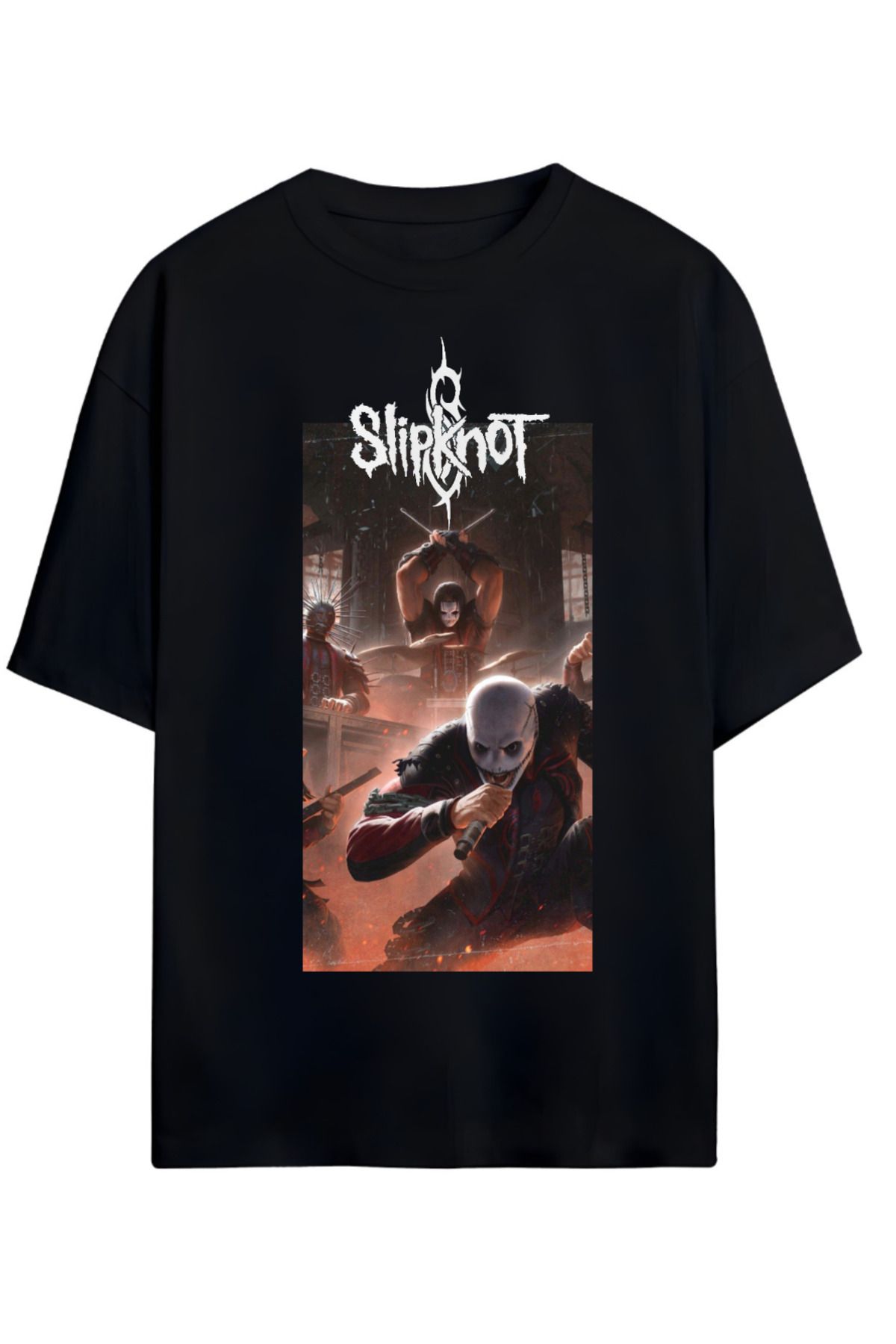 MAGORS SLIPKNOT TASARIMLI UNISEX YENİ SEZON OVERSIZE PAMUKLU  T-SHIRT