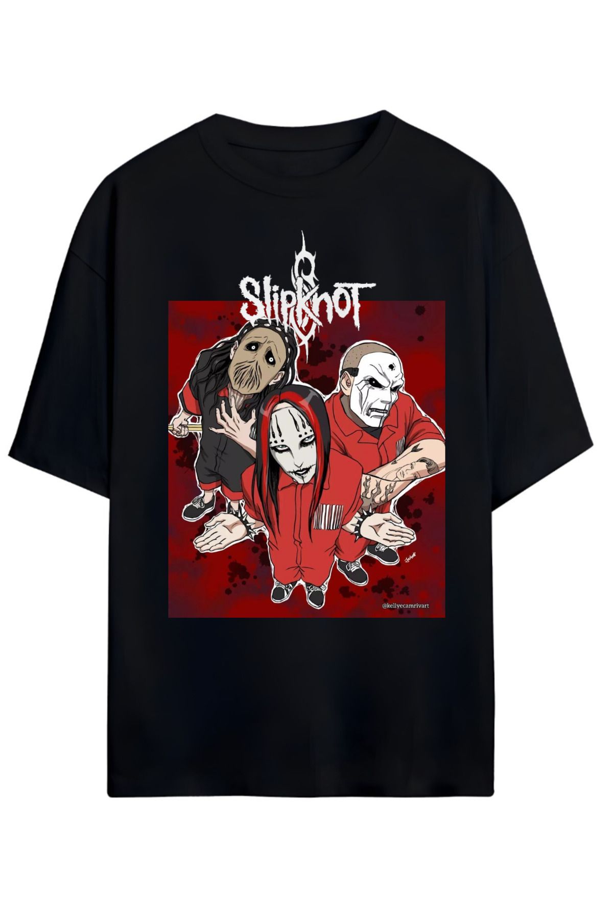 MAGORS SLIPKNOT TASARIMLI UNISEX YENİ SEZON OVERSIZE PAMUKLU  T-SHIRT