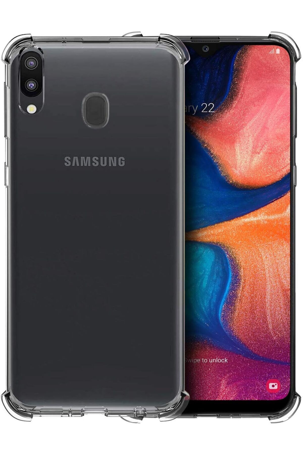 NcK Shock Absorbing için Kılıf Samsung Galaxy A20 Şeffaf [Galaxy A20 ile Uyumlu Kılıf - Şeffaf]