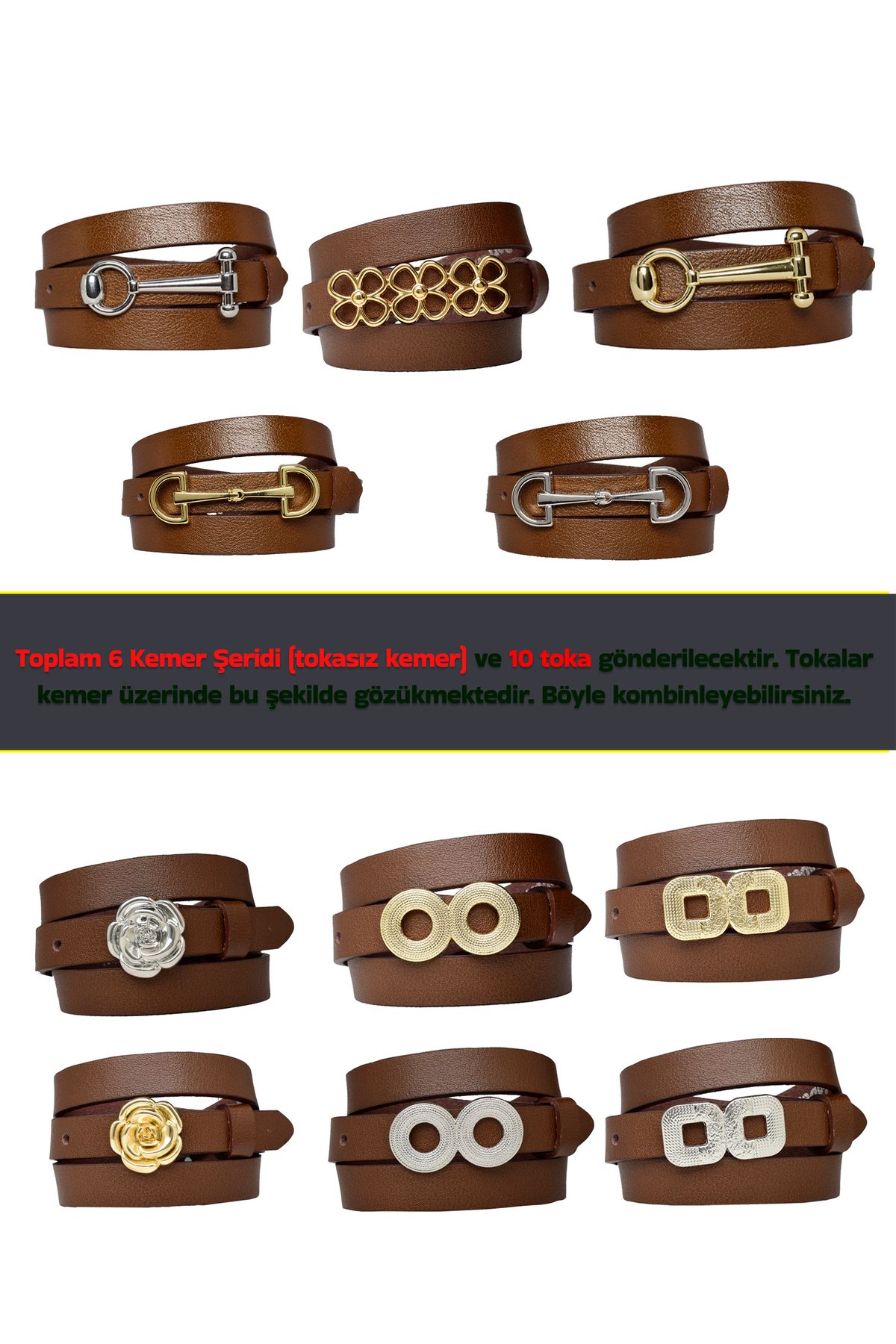 GoDeri-Genuine Leather 2cm Full Set Women's Belt with 6 Colors Belt Strips and 10 Interchangeable Buckles Combi-Full 5