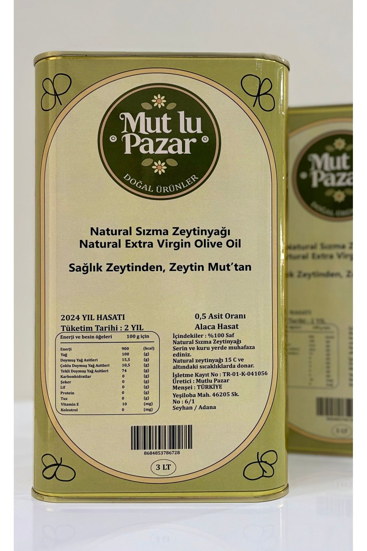 MUT'LU PAZAR Natürel Sızma Zeytinyağı 3 LT