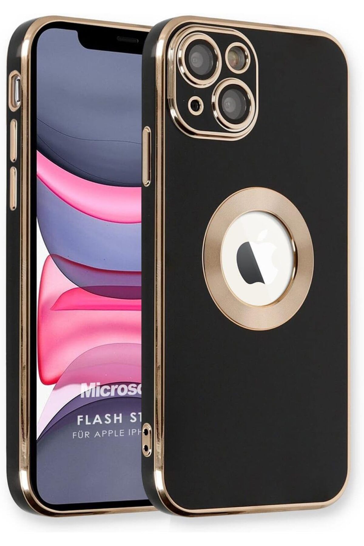 NcK Apple iPhone 13 için Kılıf Flash Stamp Siyah [iPhone 13 ile Uyumlu Kılıf - Siyah]