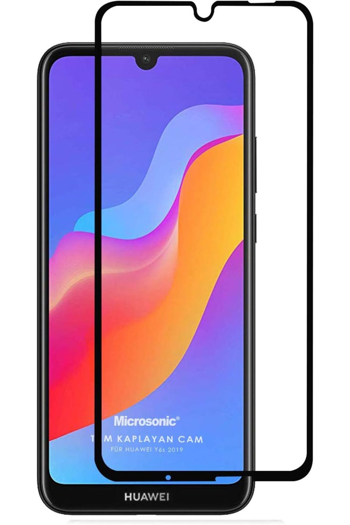 NcK Huawei Y6s 2019 Tam Kaplayan Temperli Cam Ekran Koruyucu Siyah