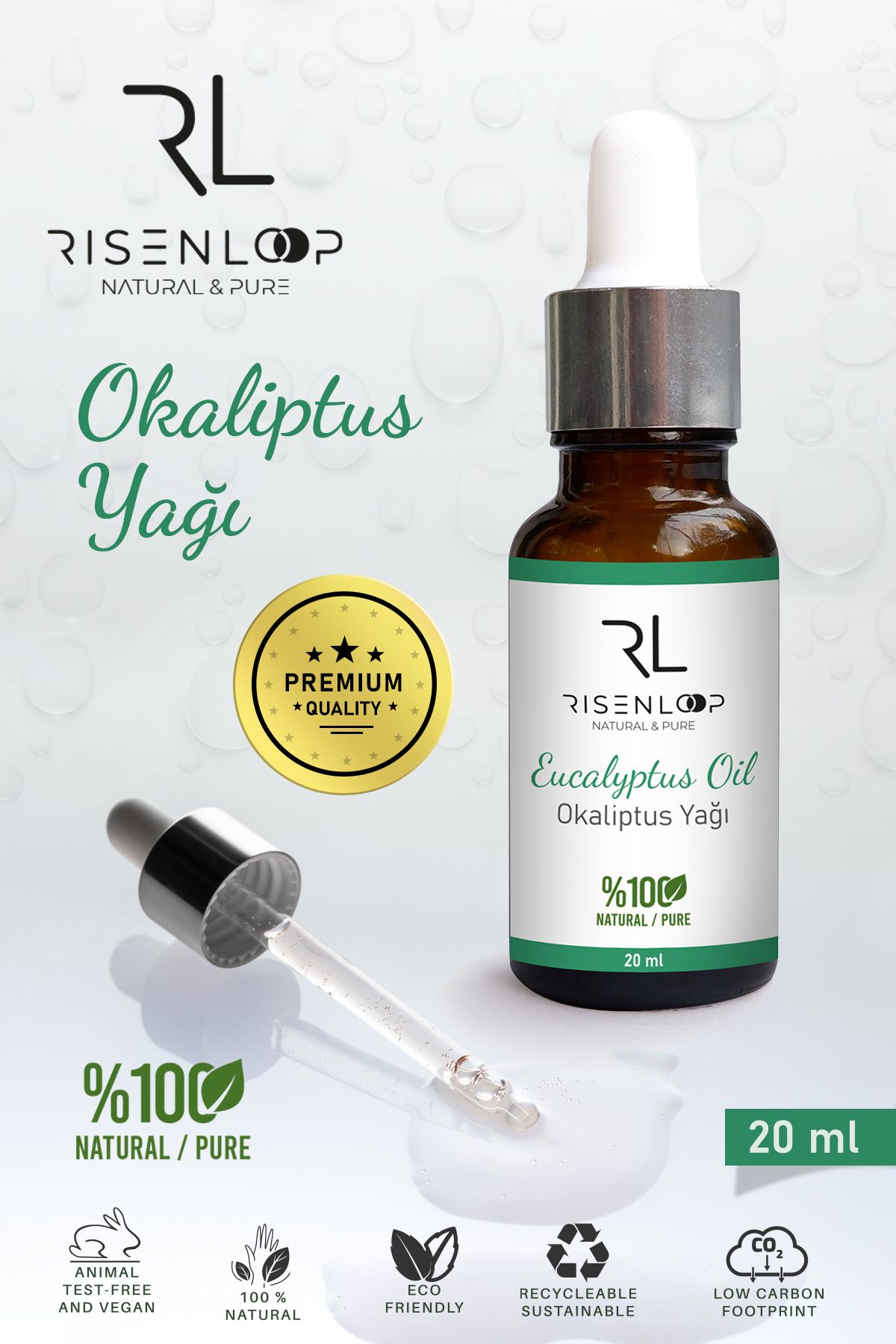 risenloop natural&pure Okaliptus Yağı %100 Saf Doğal 20 ML