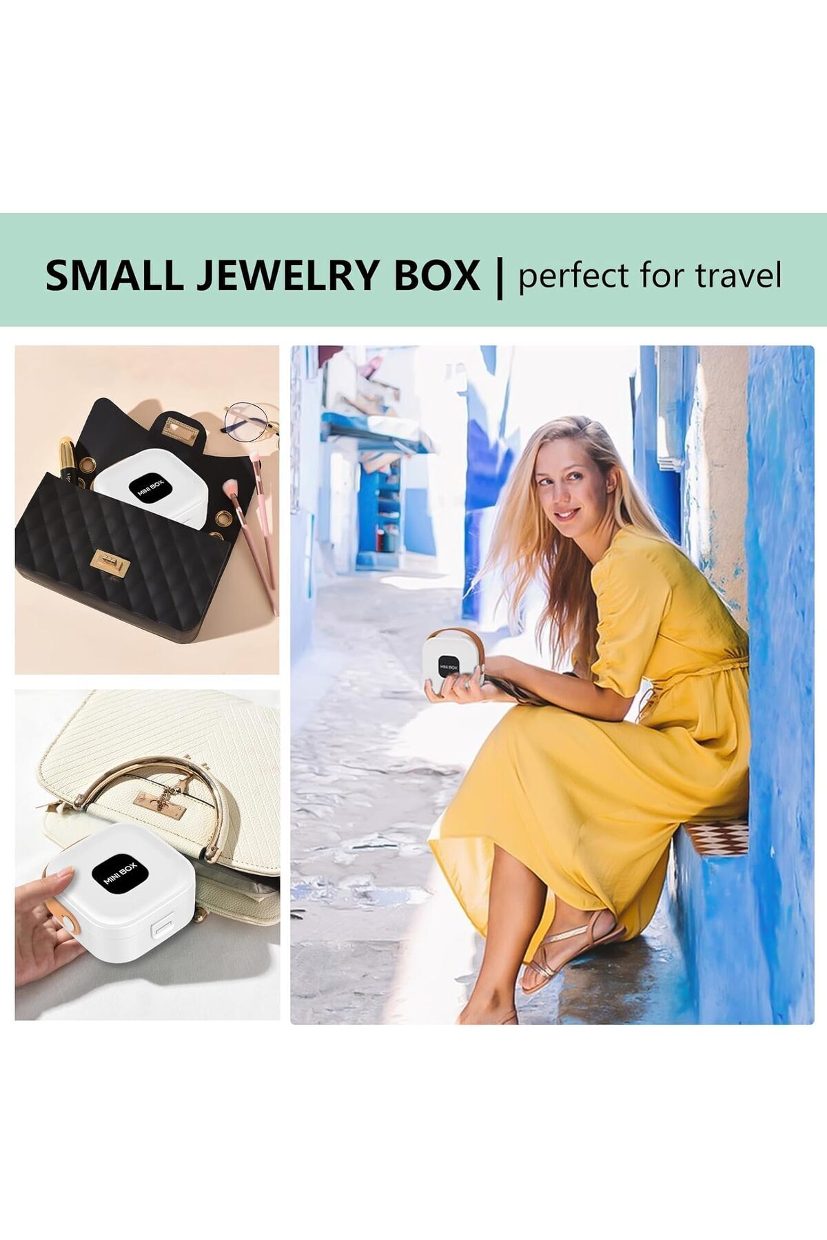 ZENİTH-White Mini Box - Travel Organizer, Jewellery Necklace and Ring Earring Accessory Watch 6