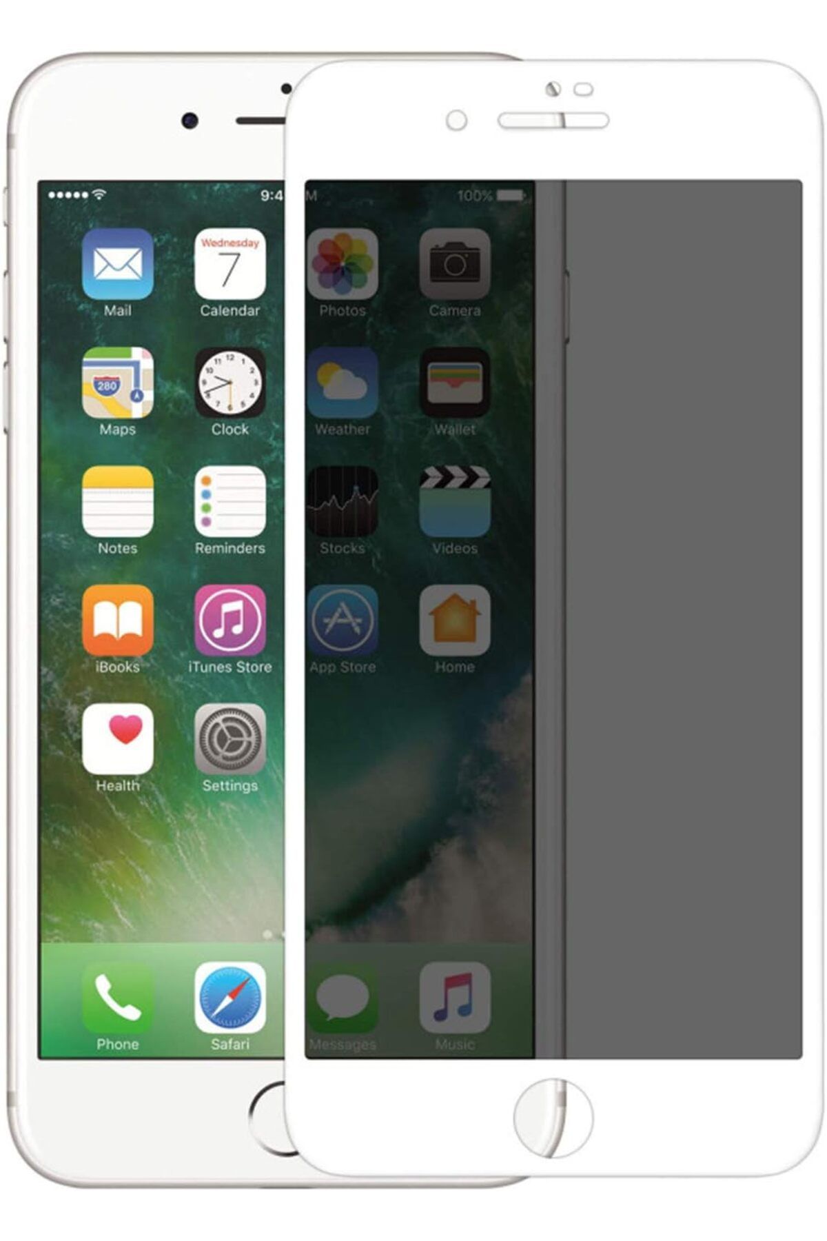 NcK Apple iPhone 7 Plus Privacy 5D Gizlilik Filtreli Cam Ekran Koruyucu Beyaz