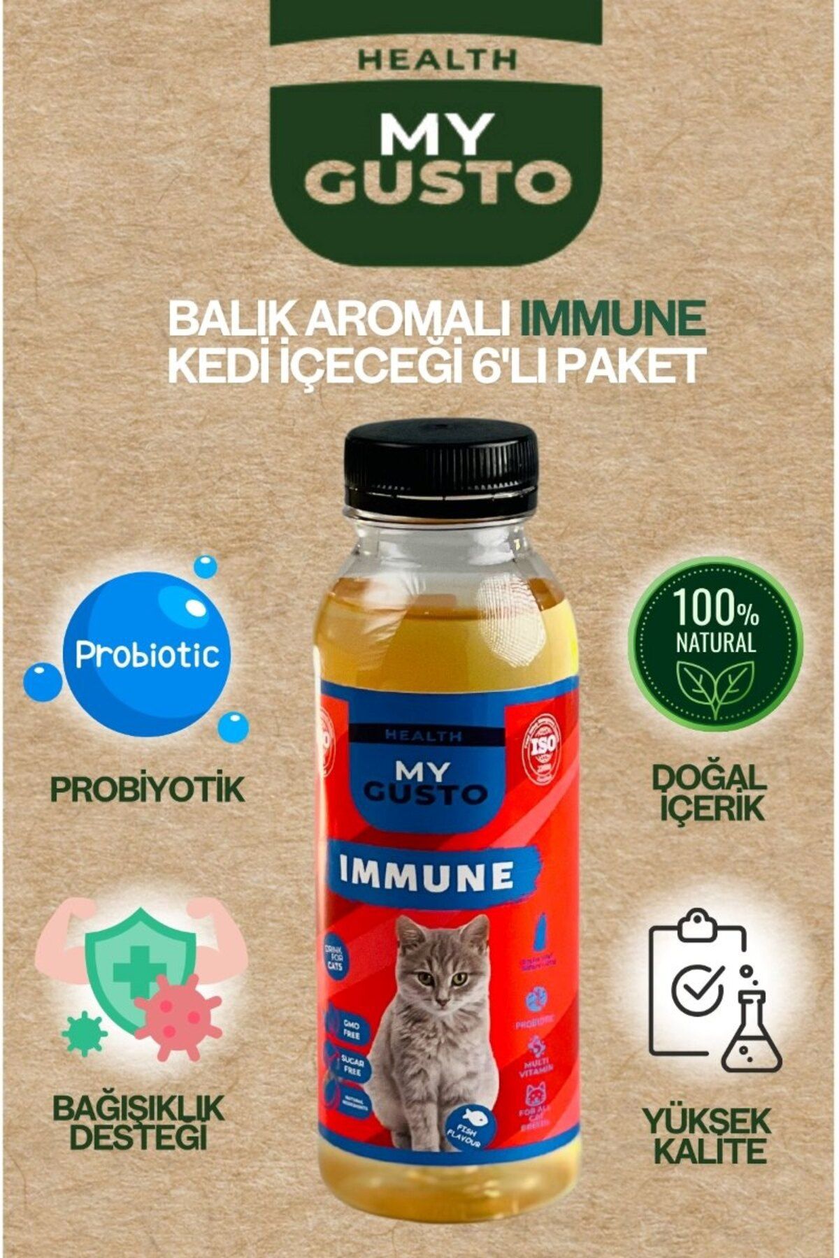 My Gusto Health Balık Aromalı Immune Kedi İçeceği 6'lı Paket 300 ml