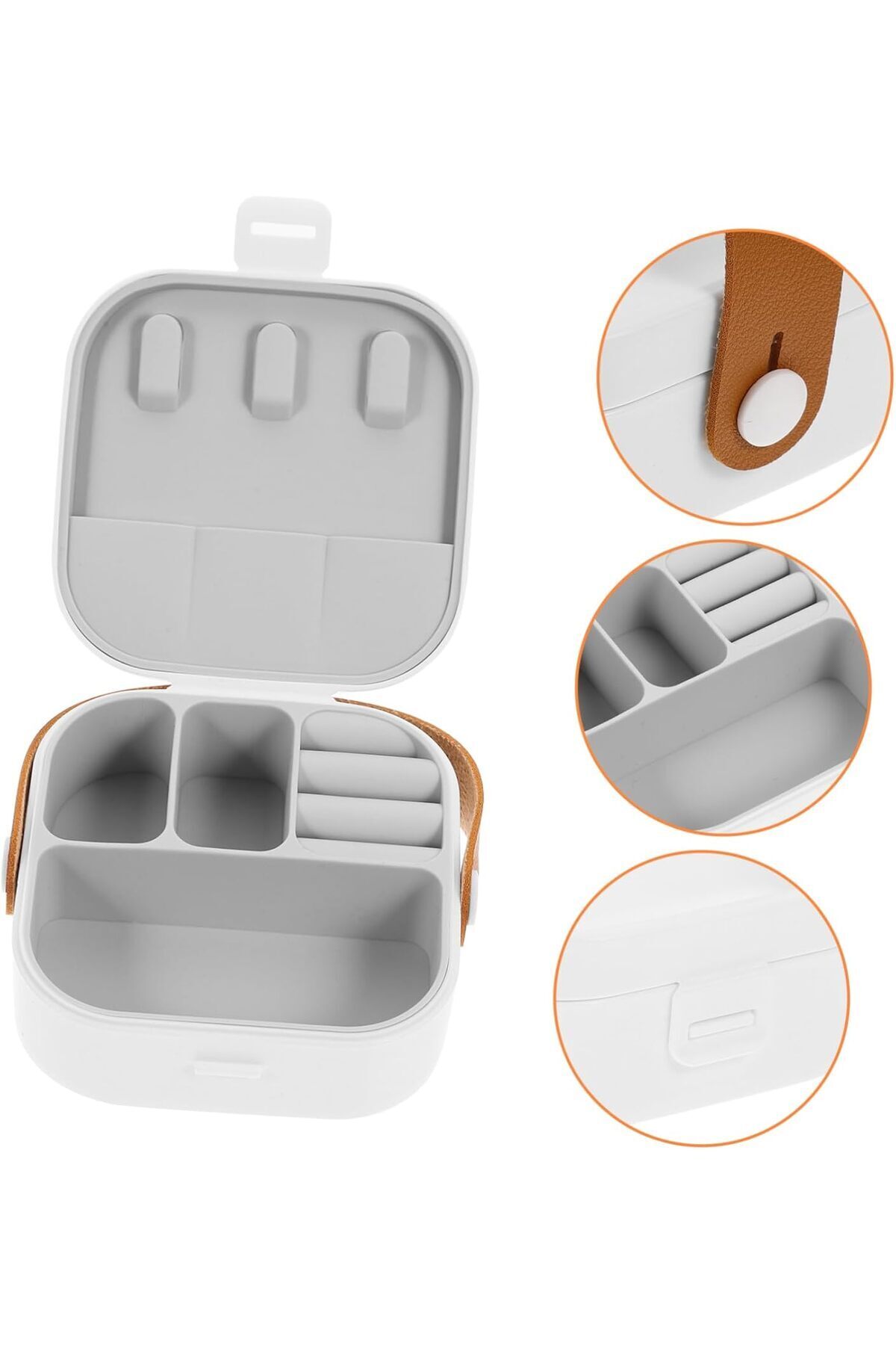 ZENİTH-White Mini Box - Travel Organizer, Jewellery Necklace and Ring Earring Accessory Watch 5