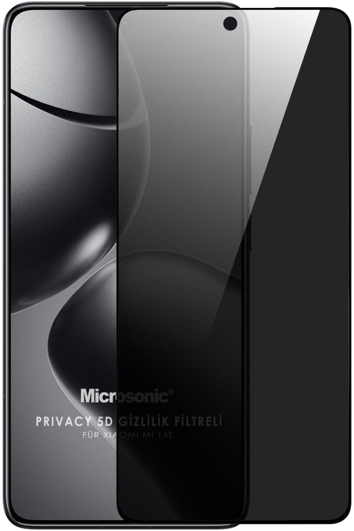 NcK Xiaomi 14T Privacy 5D Gizlilik Filtreli Cam Ekran Koruyucu Siyah