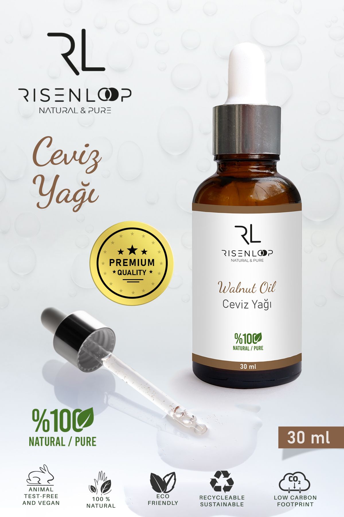 risenloop natural&pure Ceviz Yağı %100 Saf Doğal 30 ML