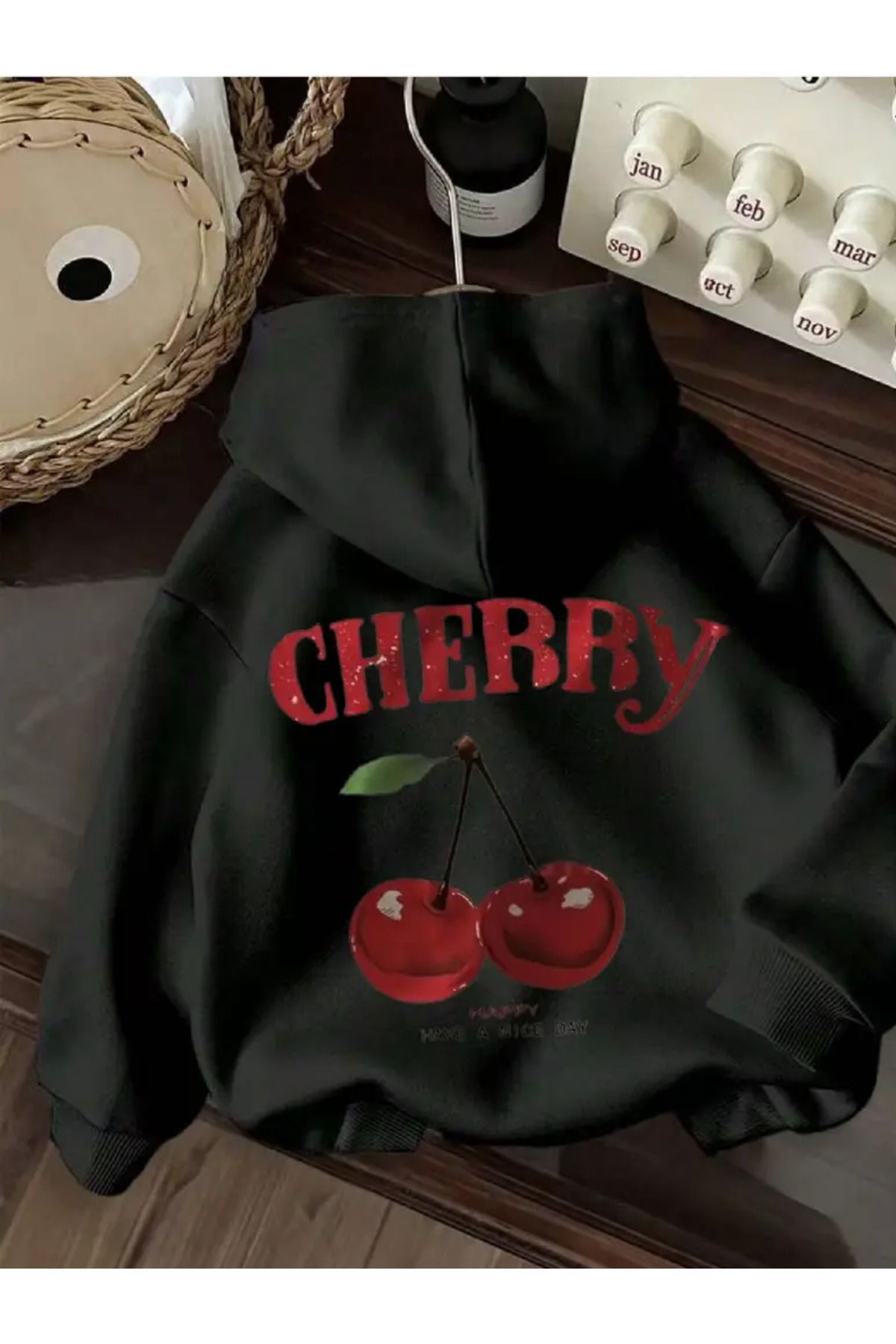 Shoprise Trend Cherry Baskılı Rahat Kalıp Oversize Kadın Sweatshirt