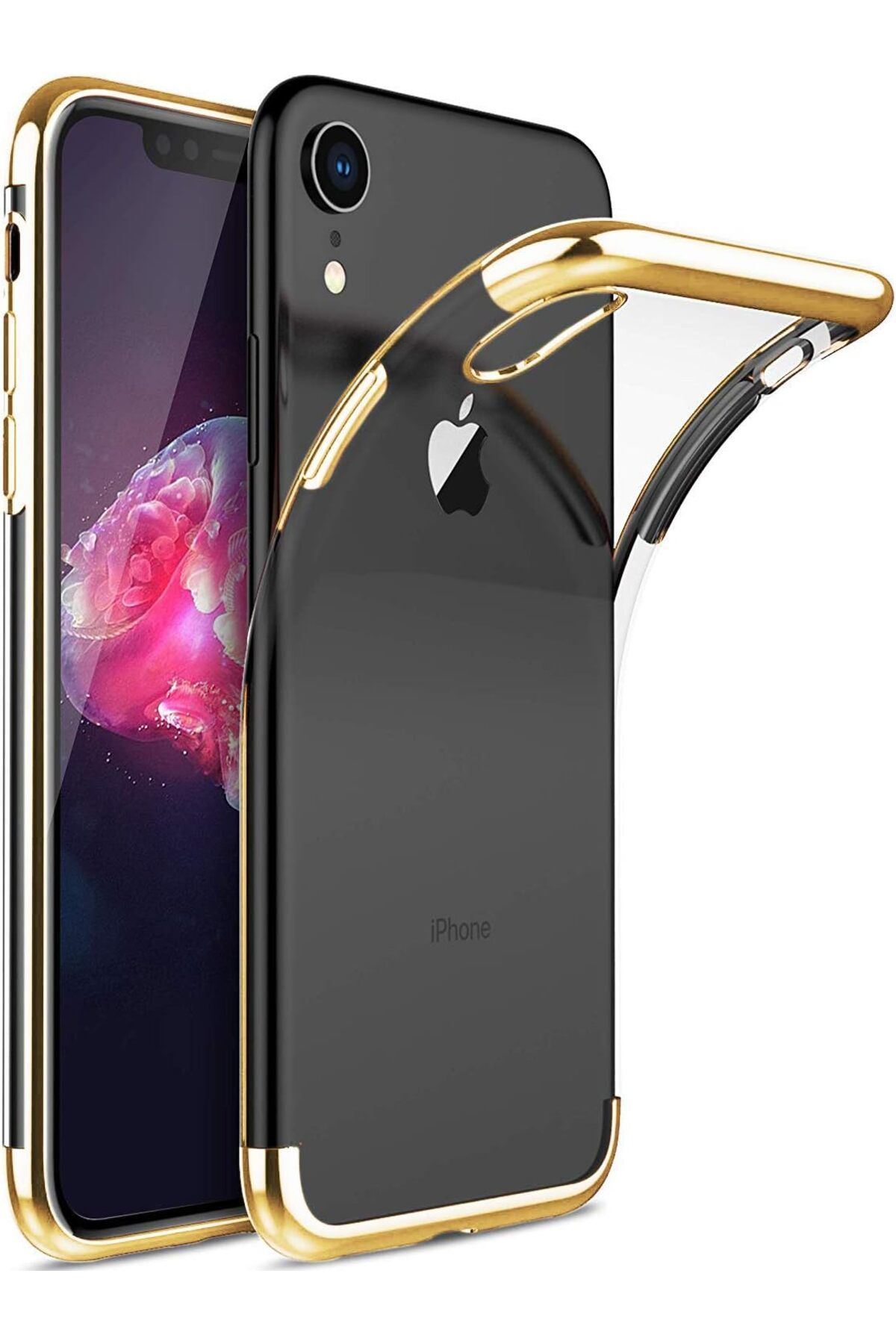 NcK Apple iPhone XR (6.1'') Kılıf Skyfall Transparent Clear Gold