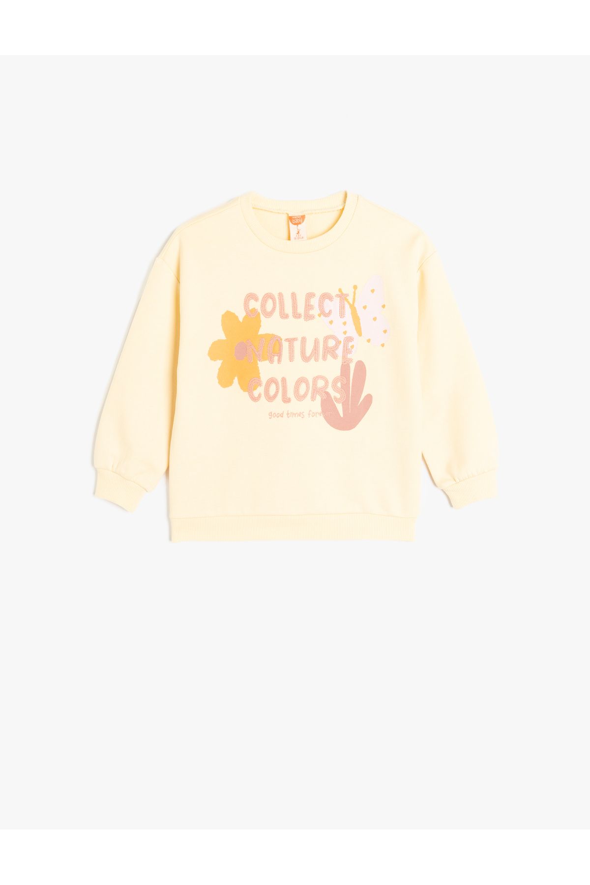 Koton Yeni Sezon Slogan Baskılı Bisiklet Yaka Uzun Kollu Pamuklu Sweatshirt