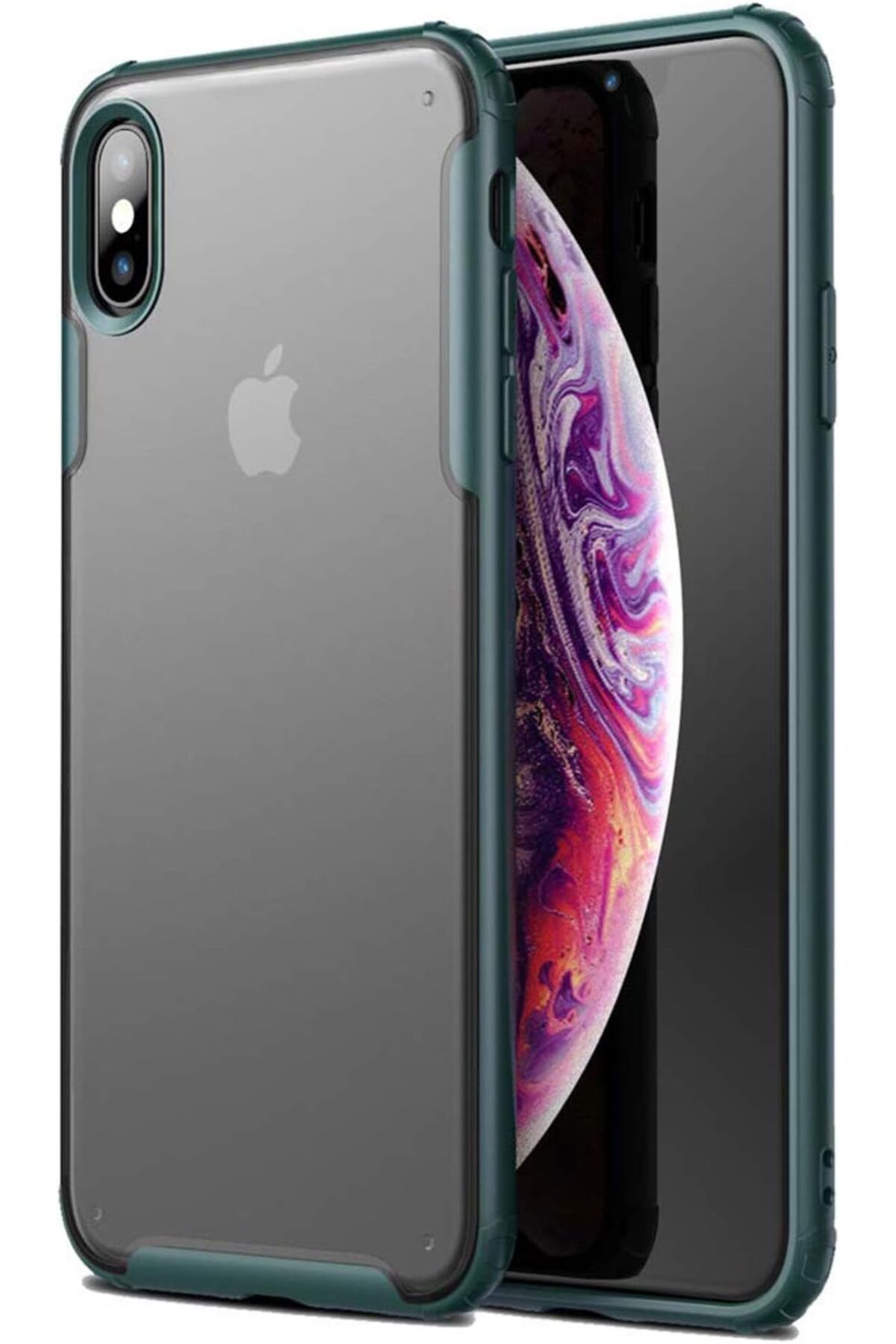 NcK Apple iPhone XS Max için Kılıf Frosted Frame Yeşil [iPhone XS Max ile Uyumlu Kılıf - Yeşil]