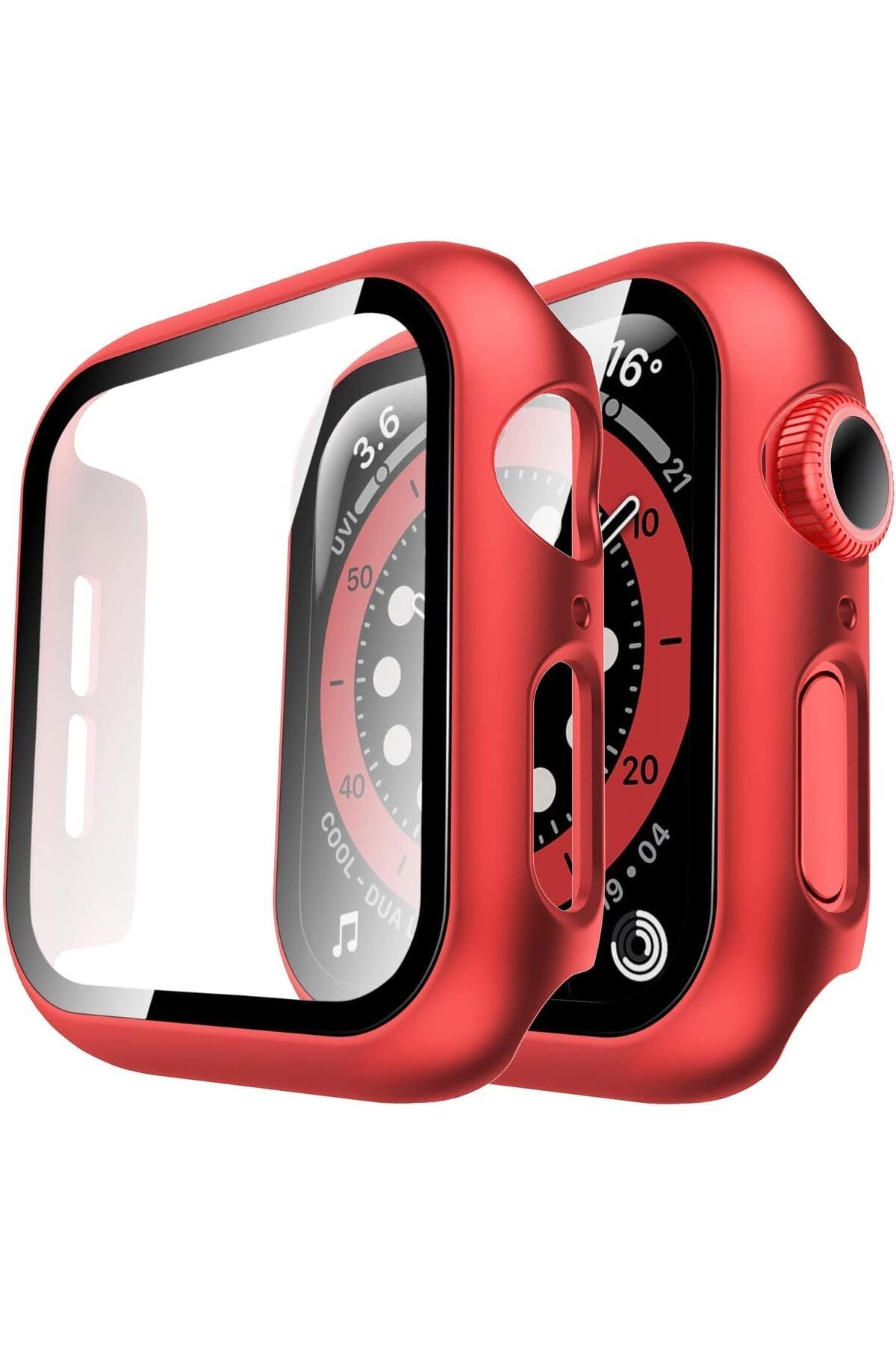 NcK Apple Watch ile Uyumlu Ekran Koruyucu ve Kılıf Bir Arada Kasa Tam Koruma (41mm, Kırmızı)