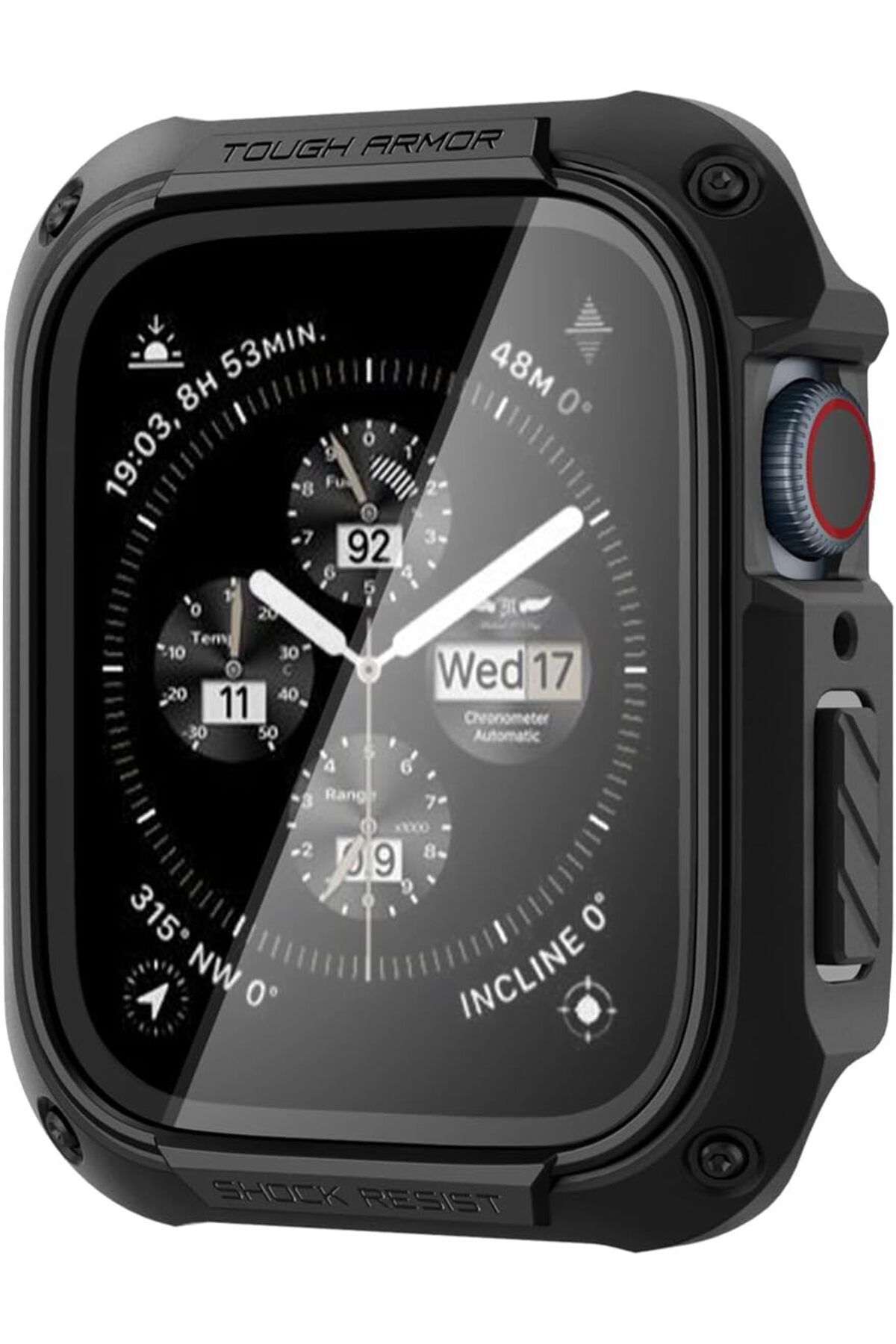 NcK Apple Watch 45mm (Seri 9/8/7) Kılıf Tough Armor Black - ACS04183