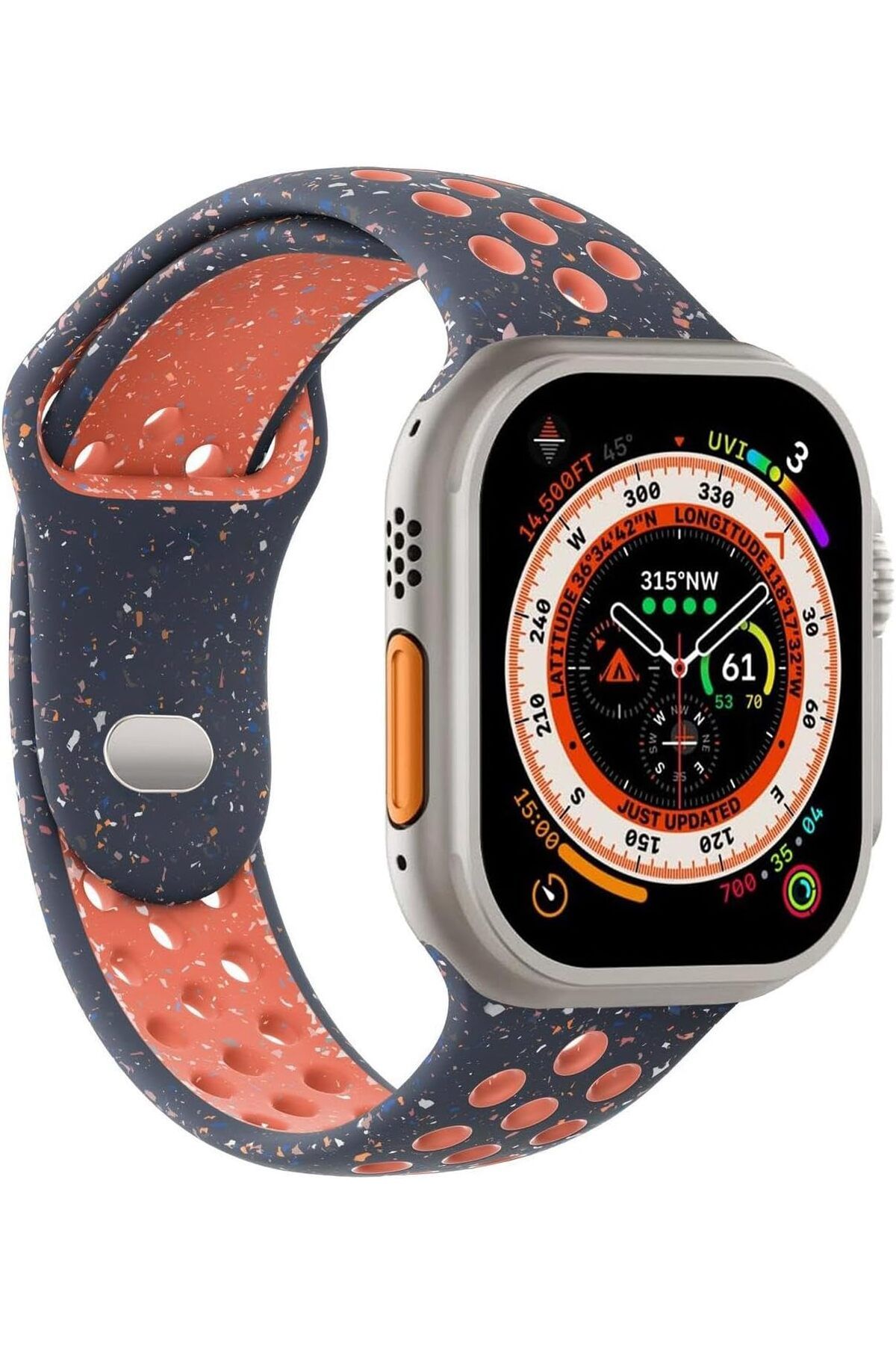 NcK Apple Watch Series 9 45mm için Kordon Flame Circle Lacivert