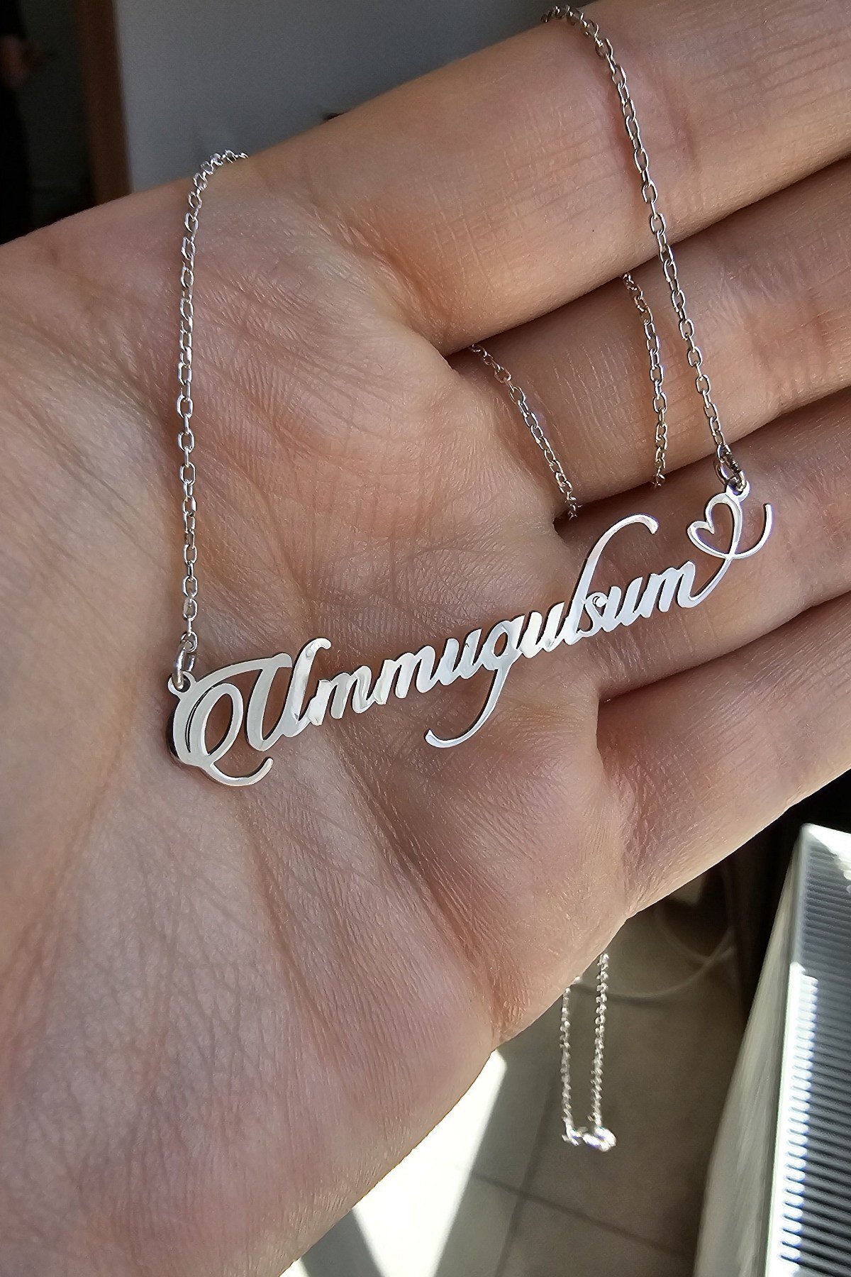 925 Ayar Gümüş Kalp Figürlü İsimli Kolye