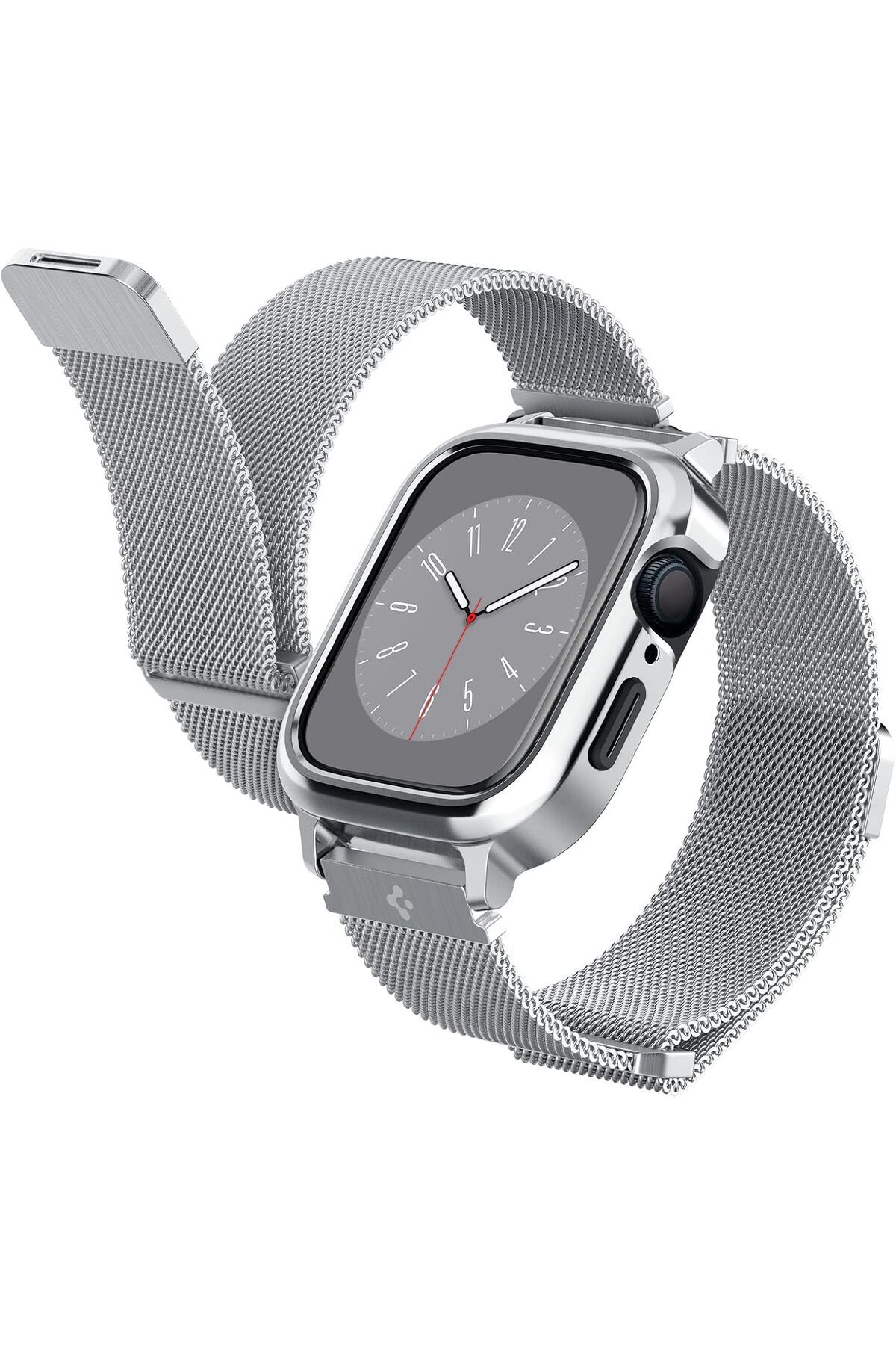 NcK Apple Watch 41mm (Seri 9/8/7) Kılıf & Kordon Kayış Metal Fit Pro Gümüş - ACS04586