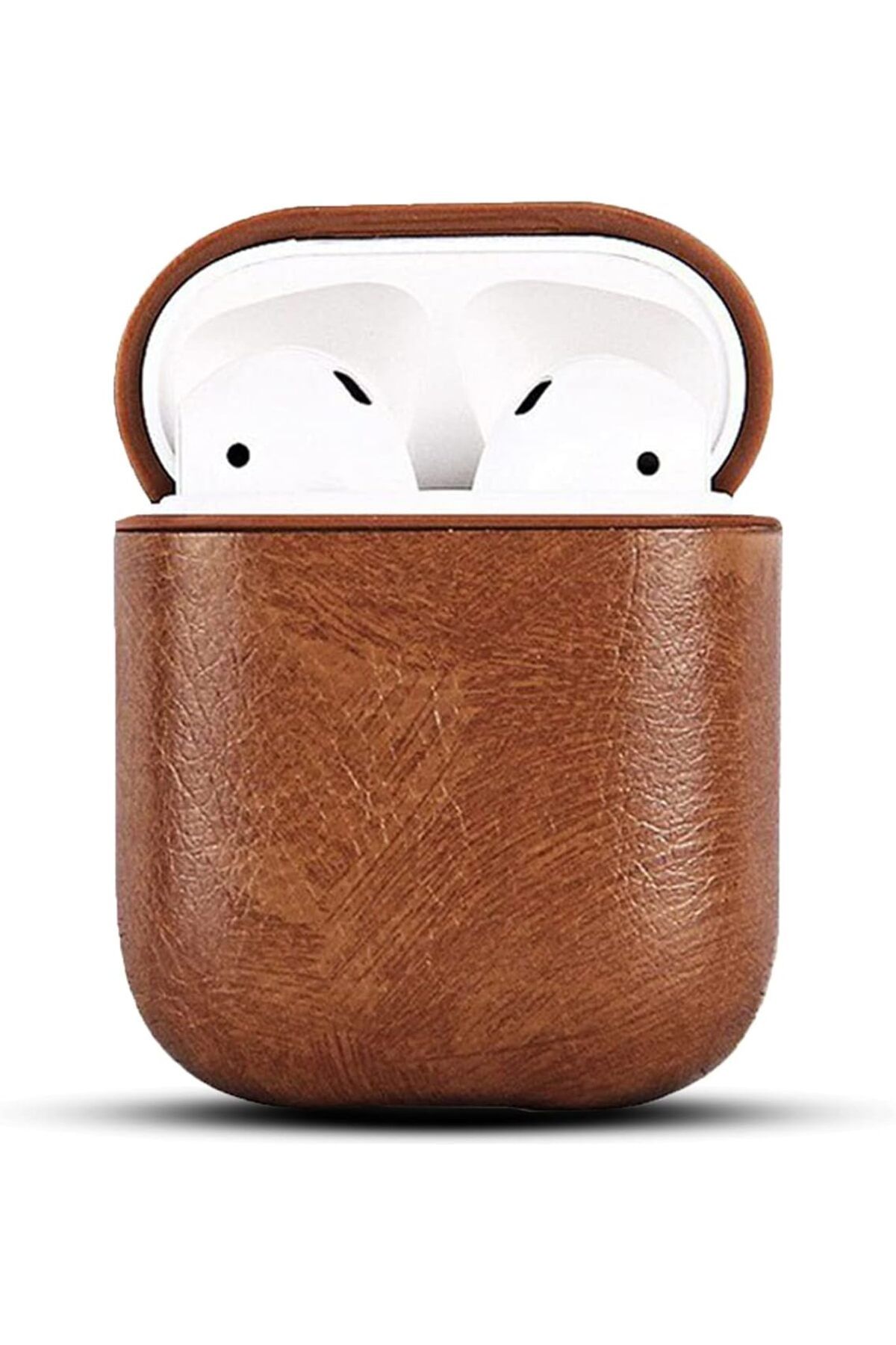 NcK Apple Airpods 1/2 ile uyumlu Deri Kılıf - (Kahve)