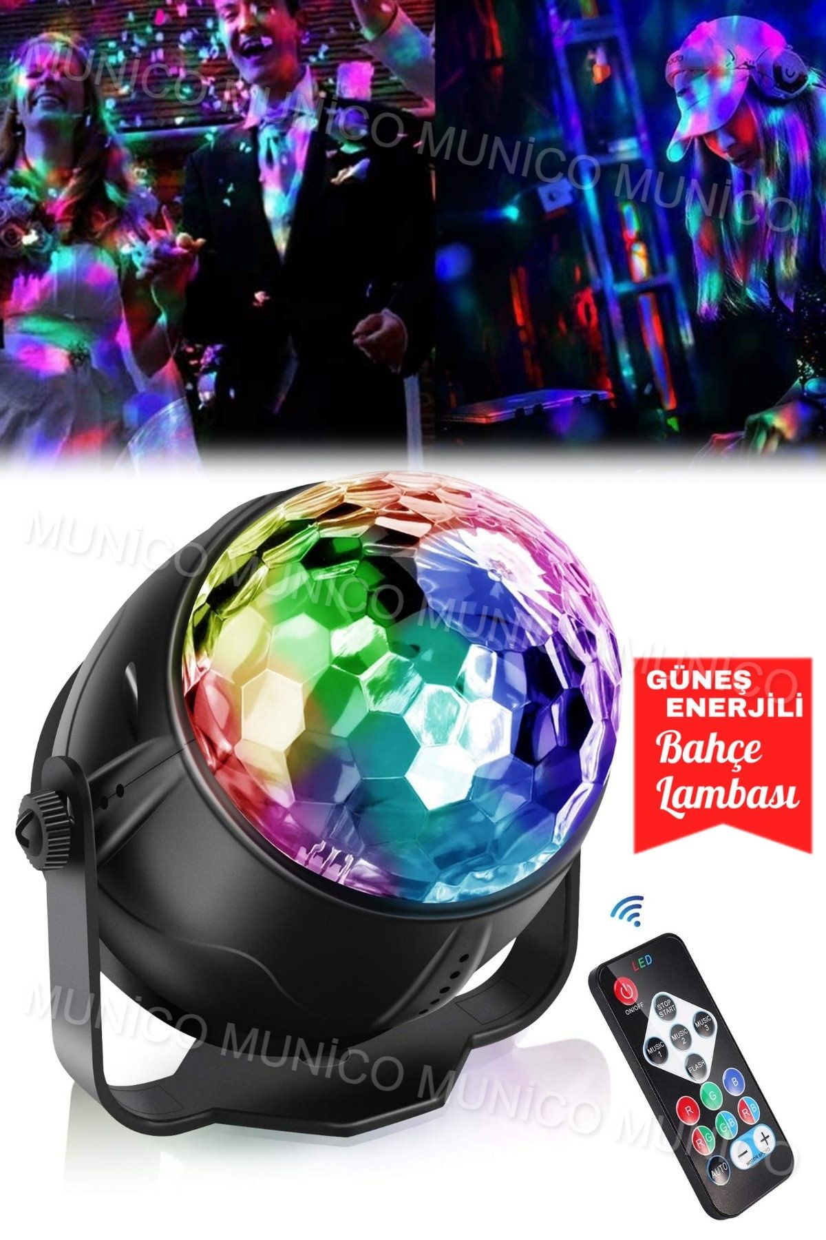 Munico LED Sahne Disko Işığı DJ Topu Strobe Uzaktan Ses Kontrolü Sihirli Dans Arabası RGB Noel Hediyesi