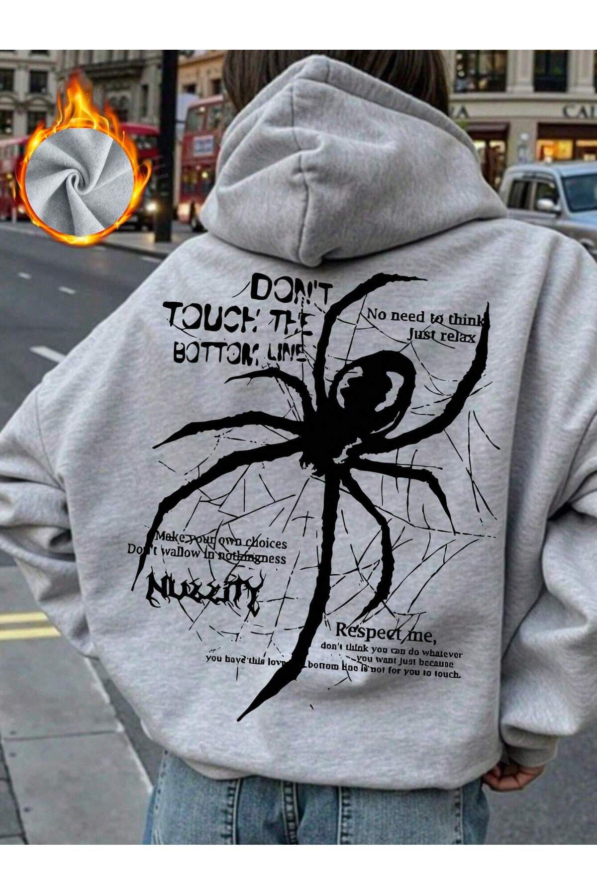 aynewmoda Spider  Trend Fermuarlı Kapşonlu Sweatshirt Hırka Unisex