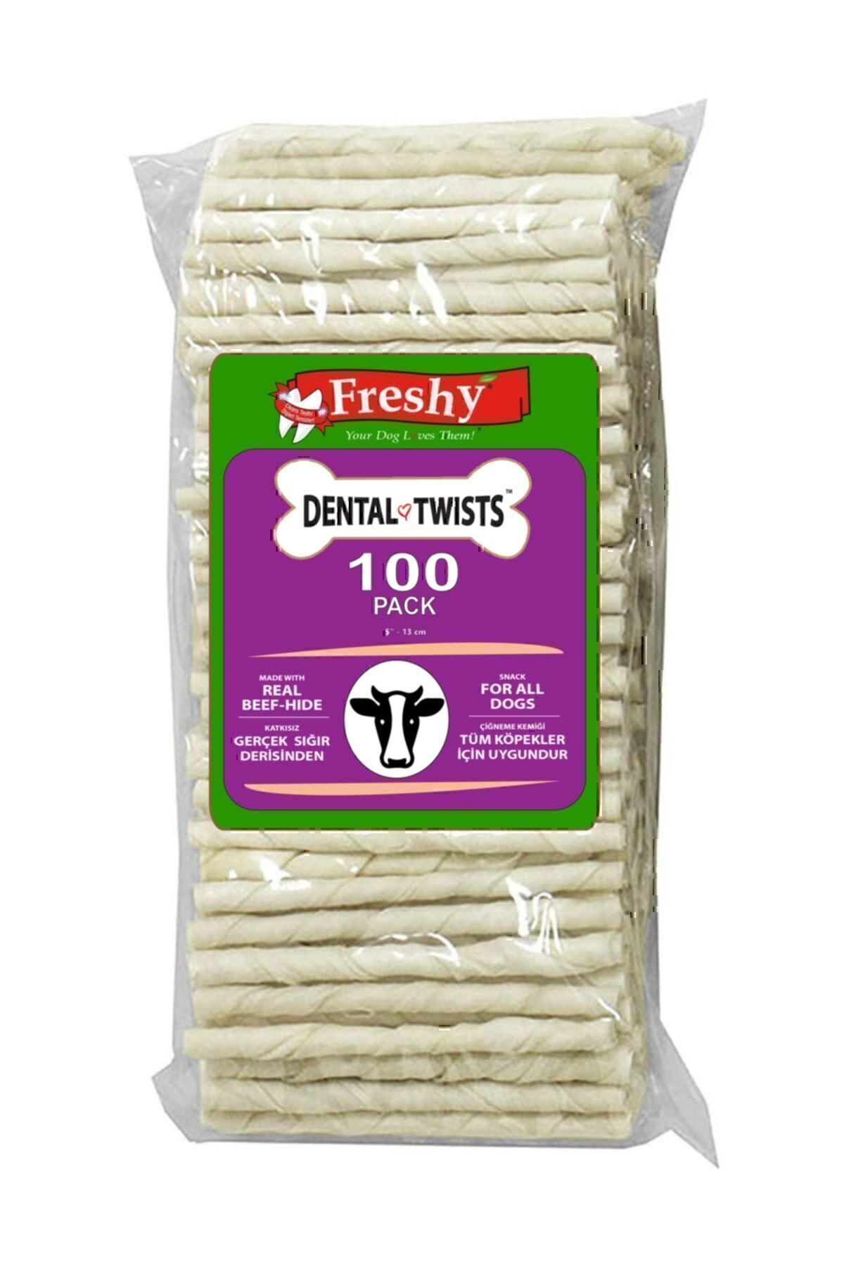 Freshy Dental Twists - Beyaz Burgu Çubuk - 100'lü Mega Paket -