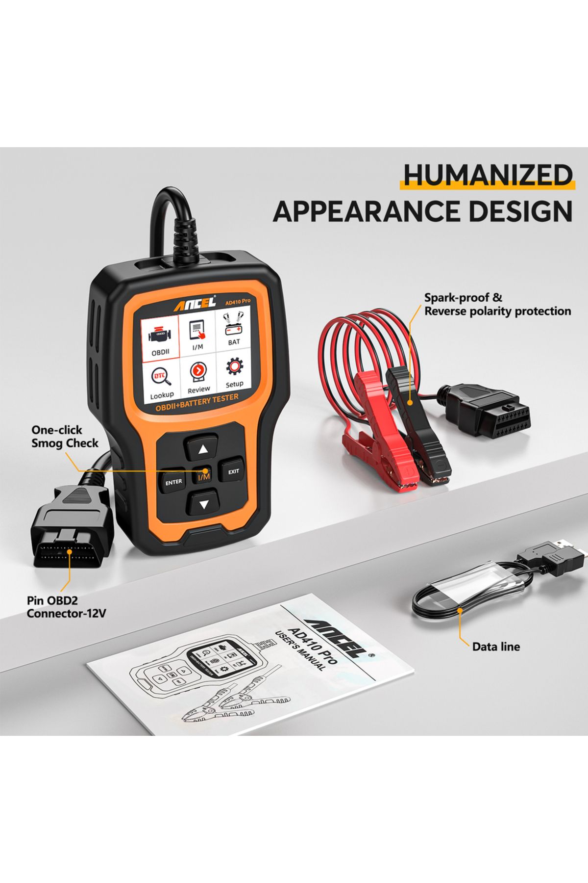 ANCEL-Ad410 Pro Ad410 Pro Code Reader Battery Test Check Engine With Full Obd2 Function Car 1