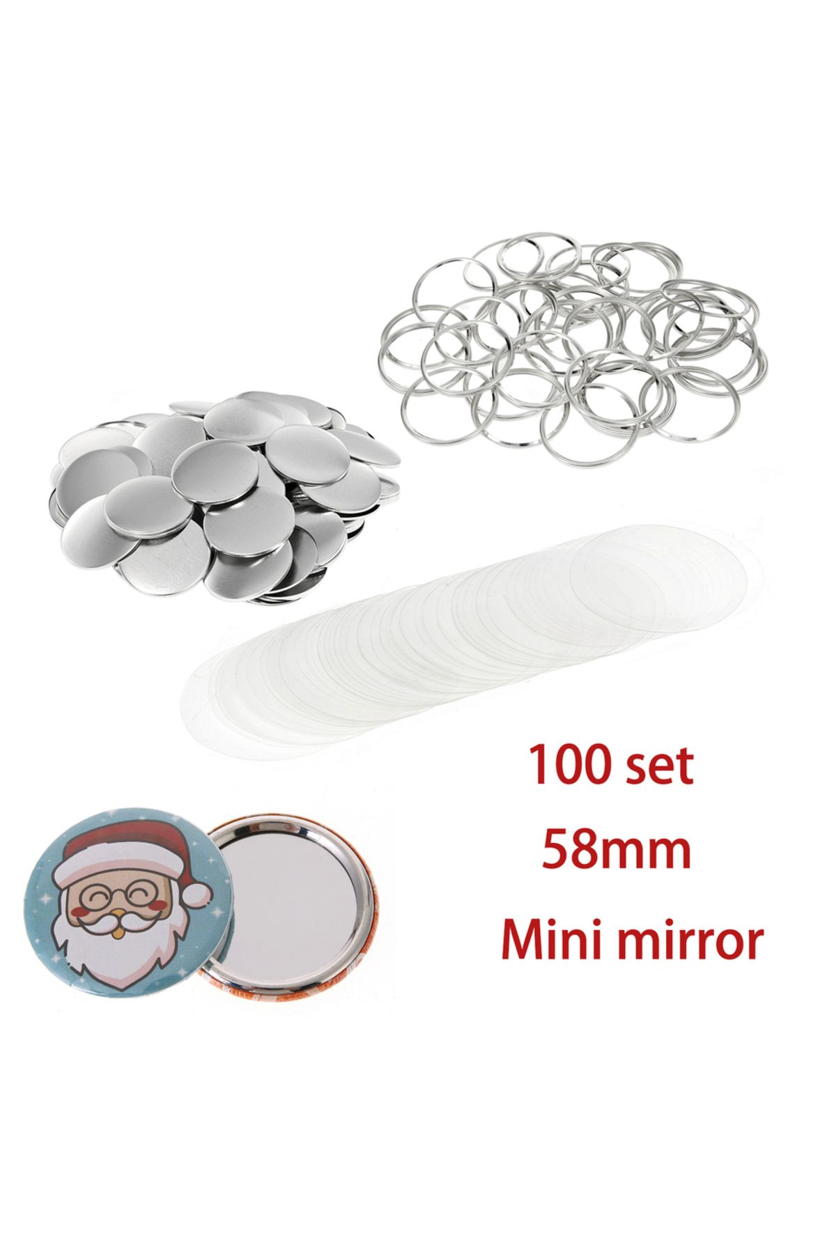 Choice-58mm 100set DIY Blank Pin Button Badge Material Whiteboard Fridge Magnets Mini Morror Making Part... 5