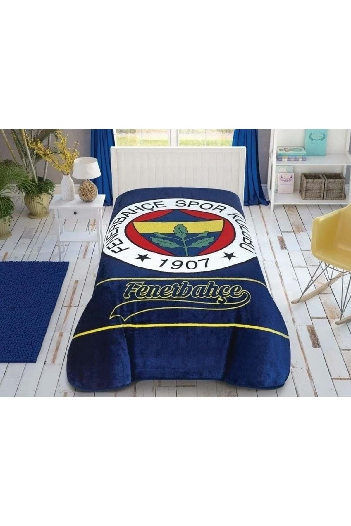 Taç Taç Taraftar Lisanslı Tek Kişilik Battaniye (160x220)-FENERBAHÇE STRIPED