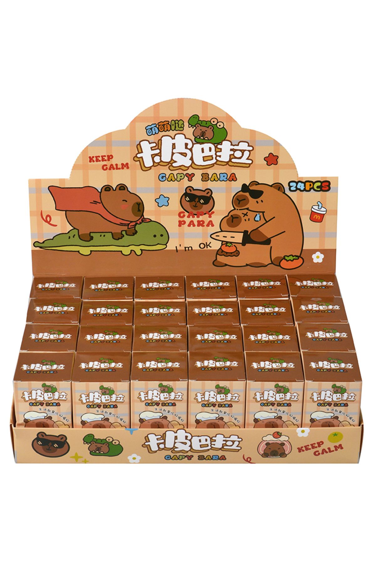 Choice-One Box(24PCS) New In Blind Box Capybara 24pcs Popular Animals On The Internet Model Keychain Pendan 1