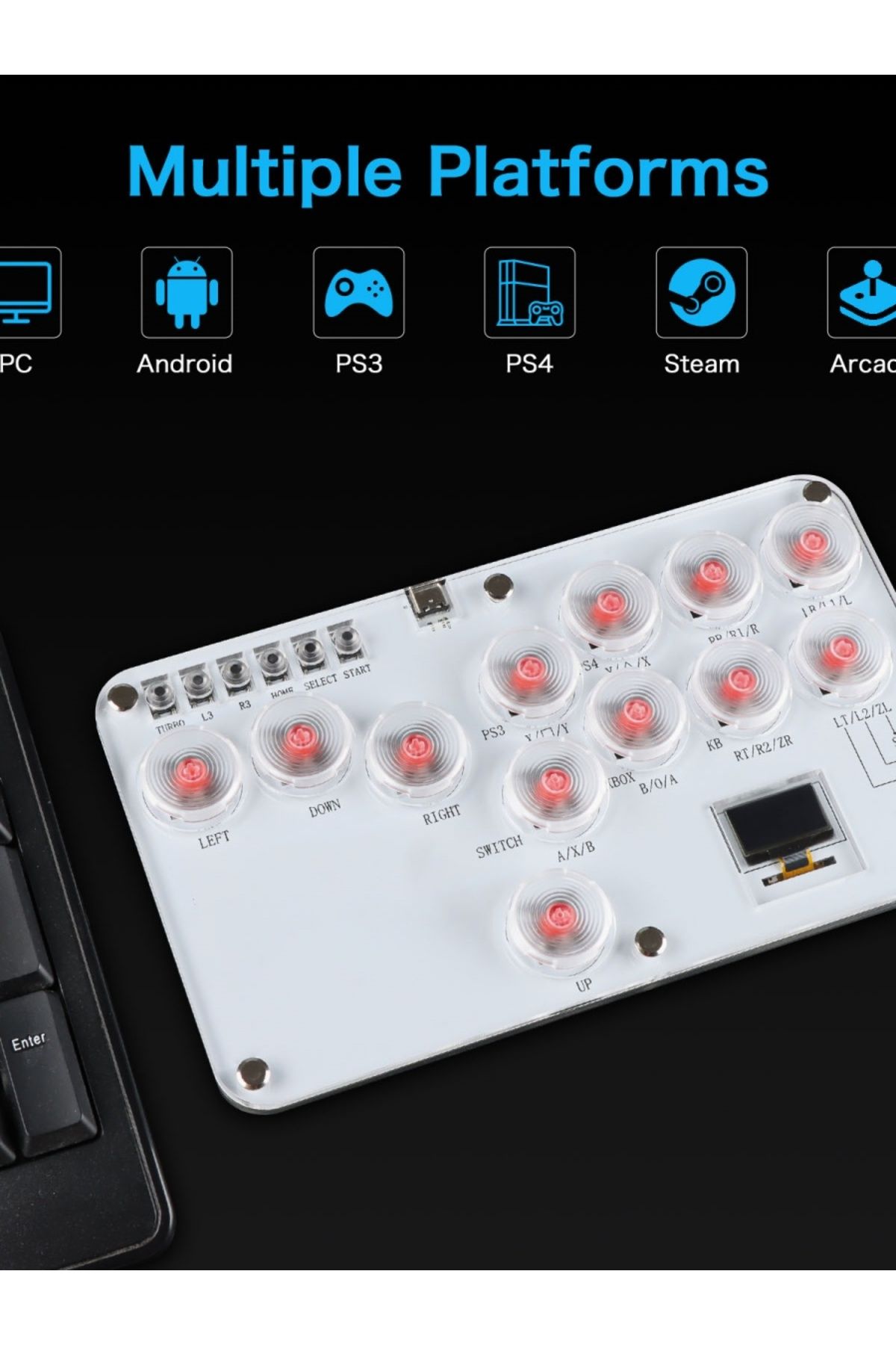GGBEE-Leverless Controller Fight Sticks 12Keys All-Button Mini Fighting Game Arcade Stick Stickless Arc... 8