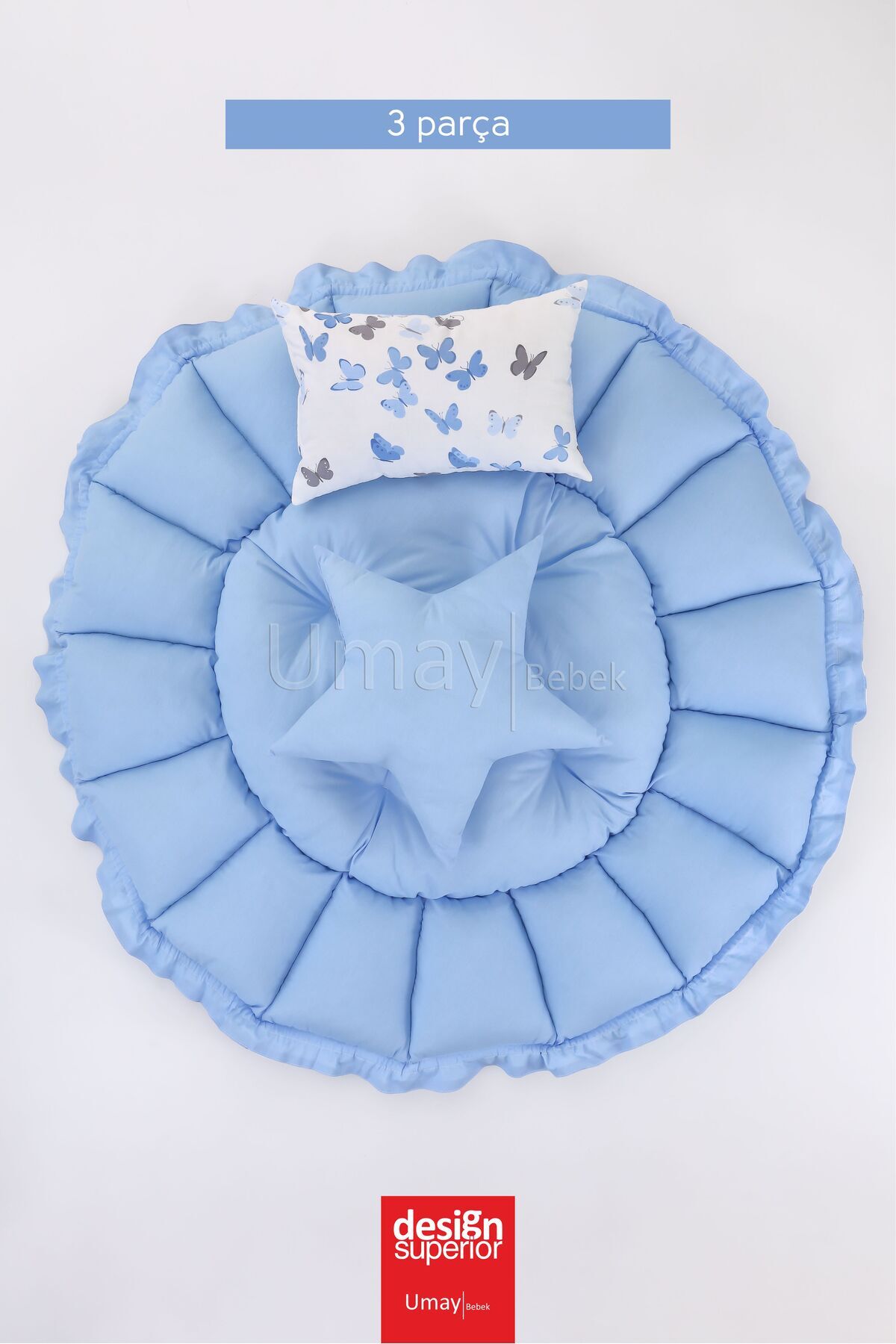 Umaybebek 3'lü Set Yatak Ve Yastık, Yuvarlak Babynest, Oyun Halısı, Bebek Yatağı fotoğrafı 6 (önizleme)