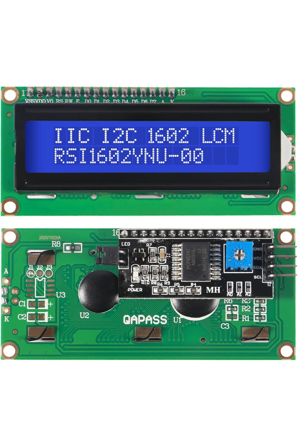 AOKIN-Blue With Ii2c Lcd1602 Screen With Backlight Lcd Display Module Board 2 X 16 Characters 1602 5v For 1